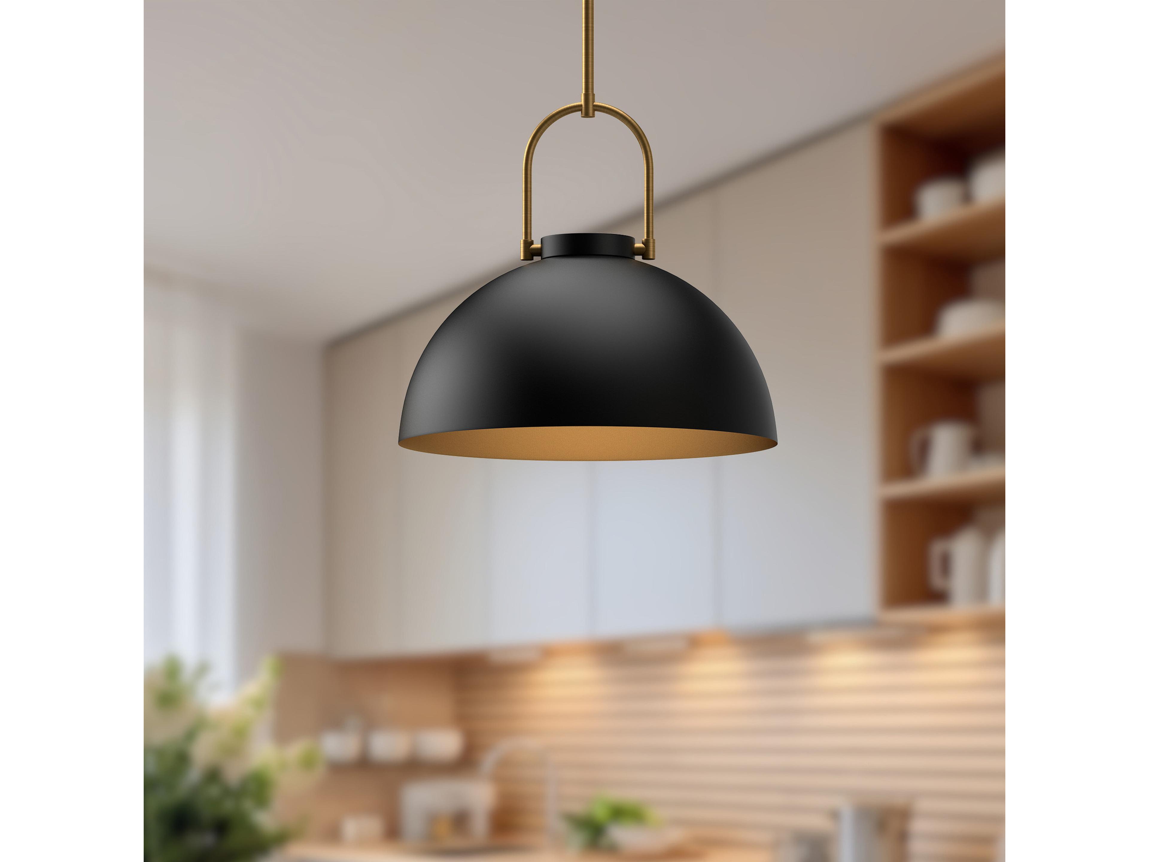 Alora Mood Harper 1-Light Matte Black Dome Pendant