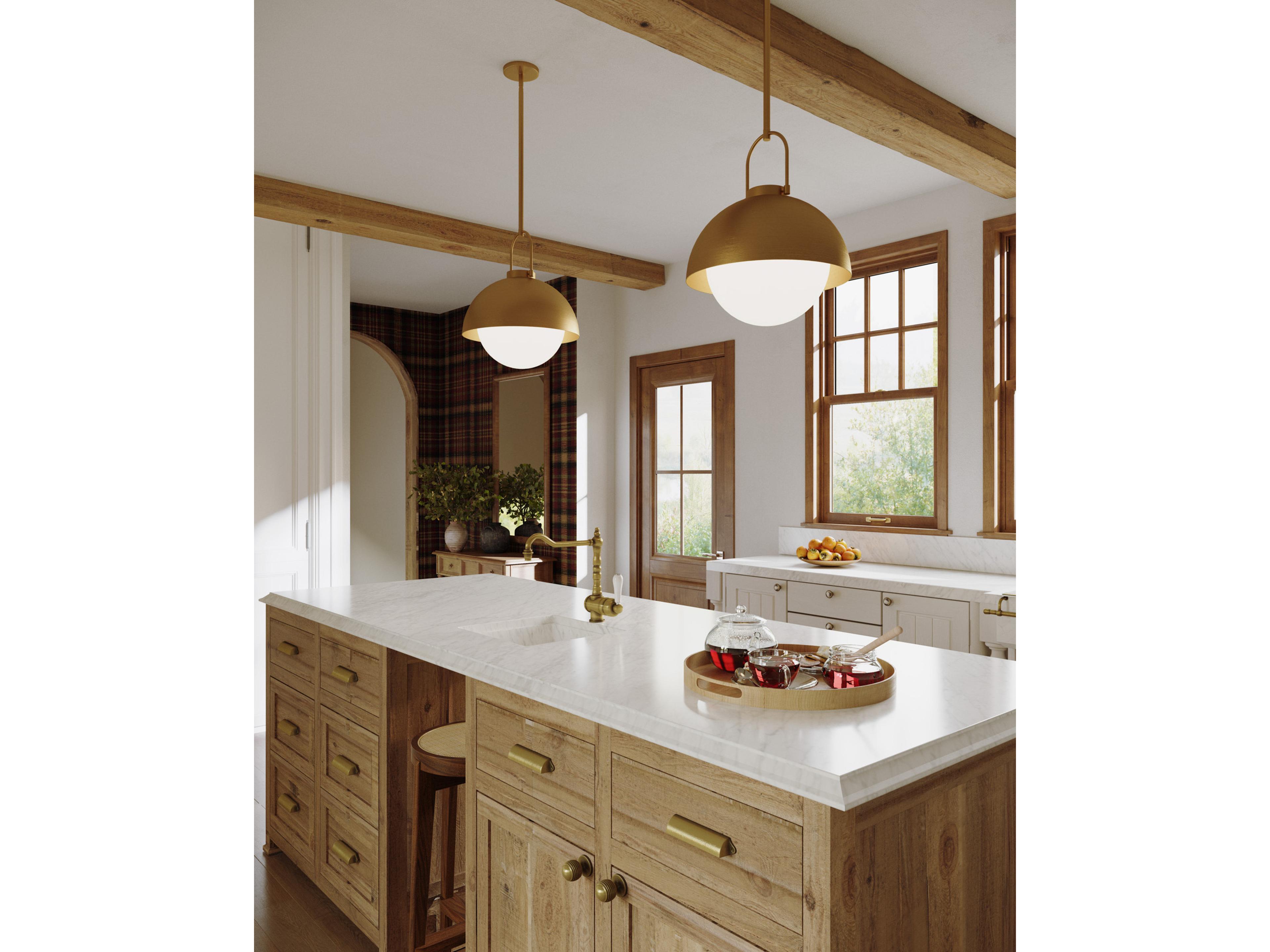 Alora Mood Harper 1-Light Aged Gold Dome Pendant