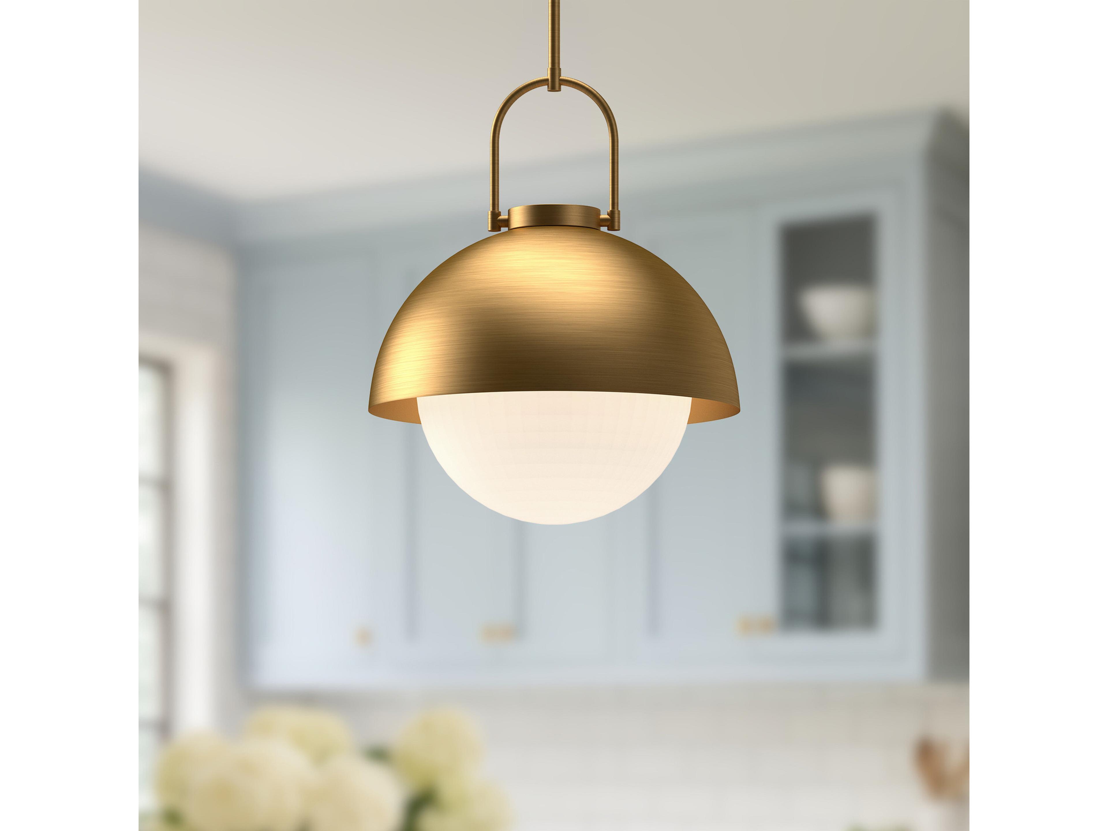 Alora Mood Harper 1-Light Aged Gold Dome Pendant