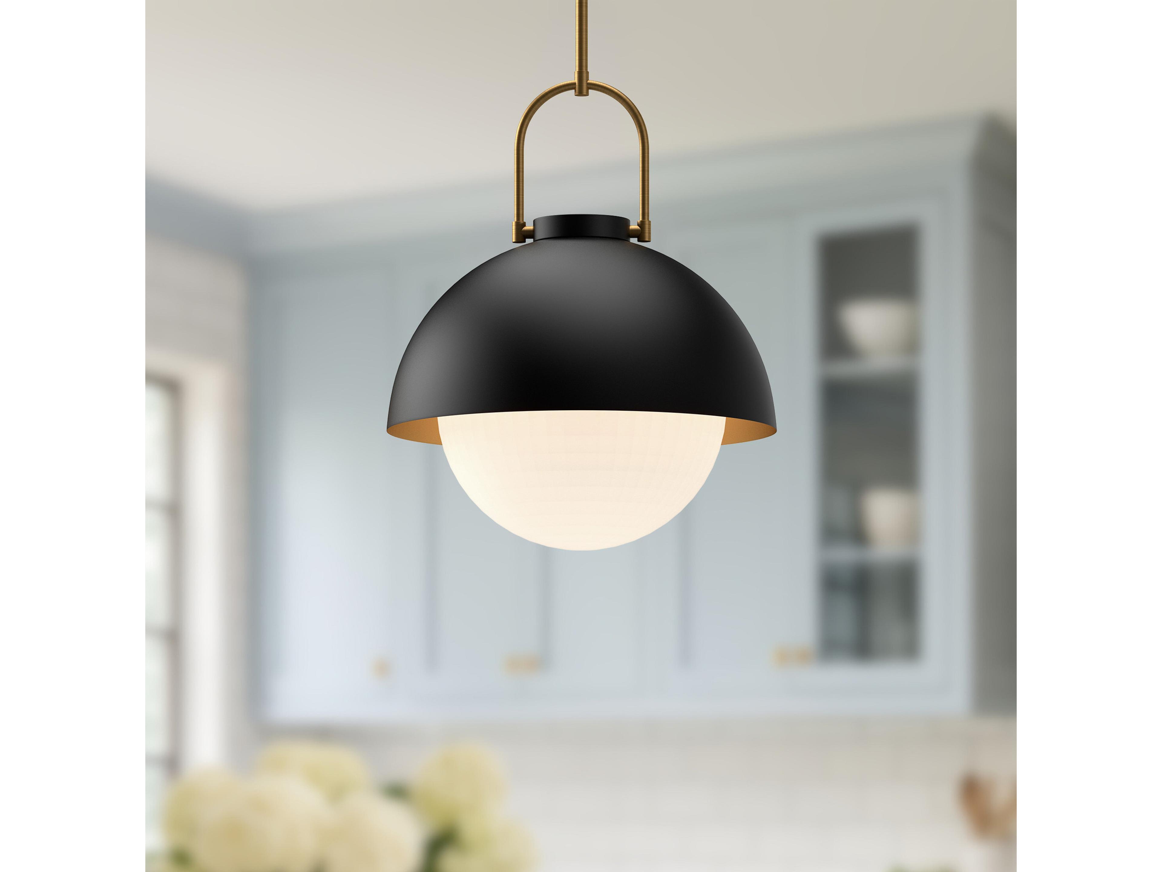 Alora Mood Harper 1-Light Matte Black Dome Pendant
