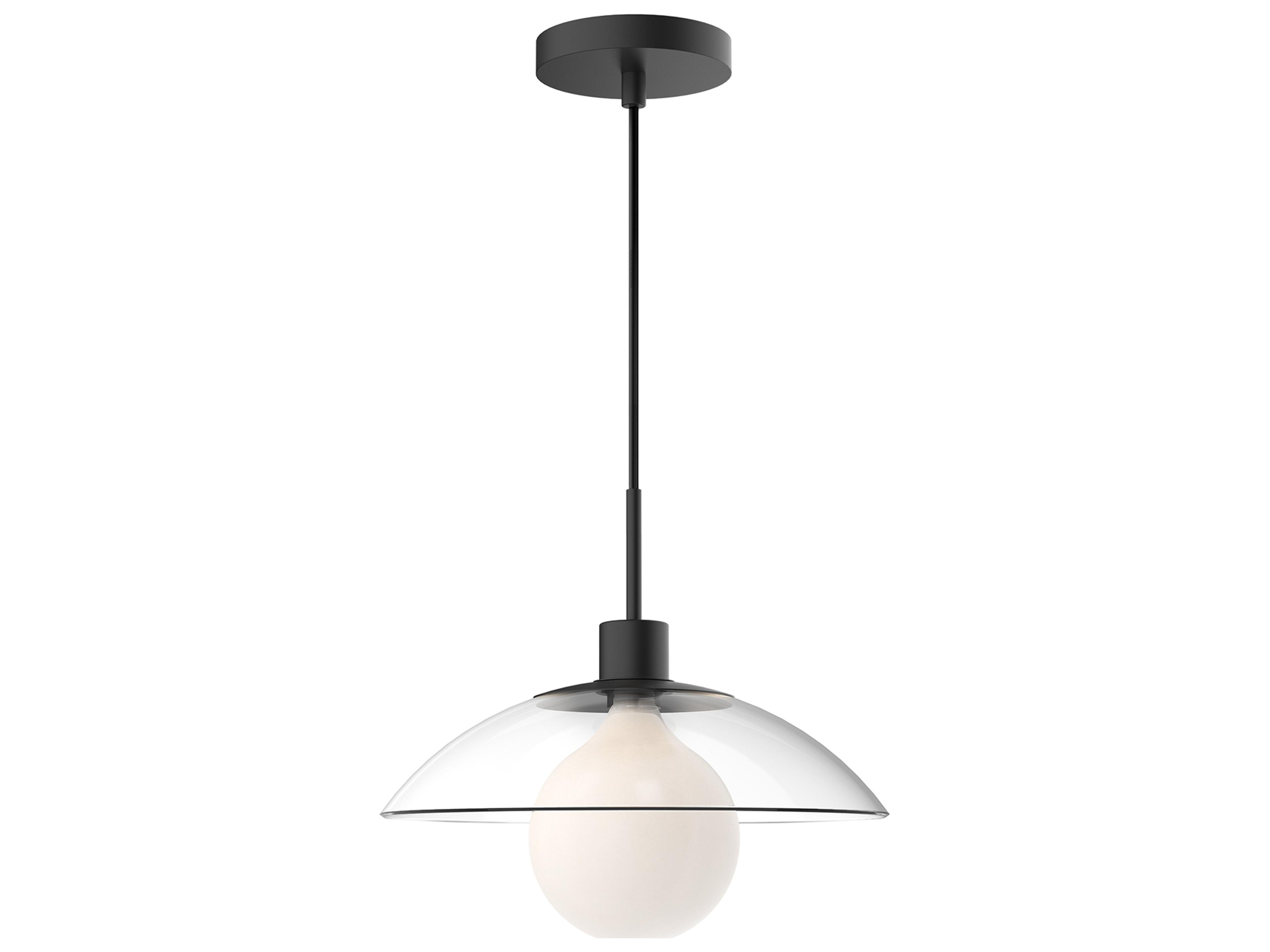 Francesca Pendant Light in Matte Black and Clear Glass