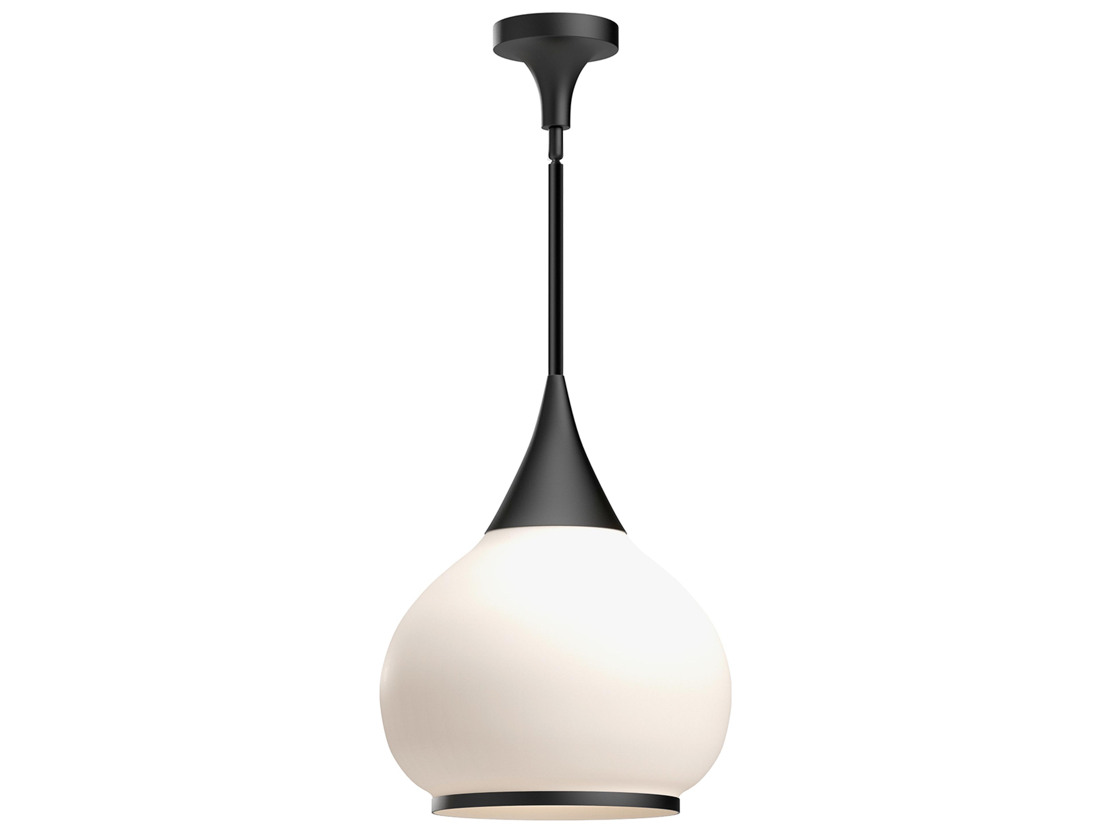 Hazel Pendant Light in Matte Black and Opal Glass