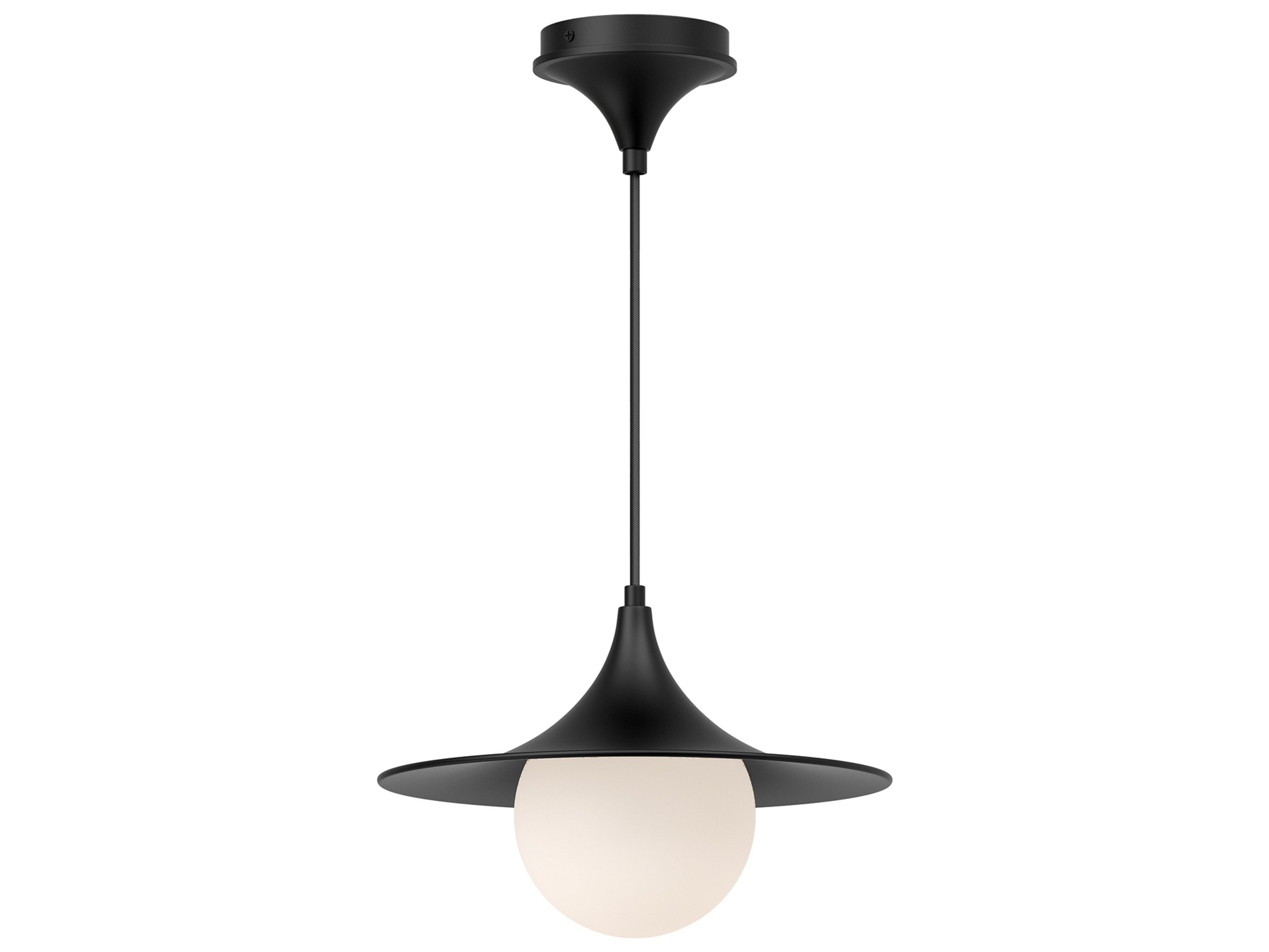 Fuji Pendant Light in Matte Black with Opal Glass