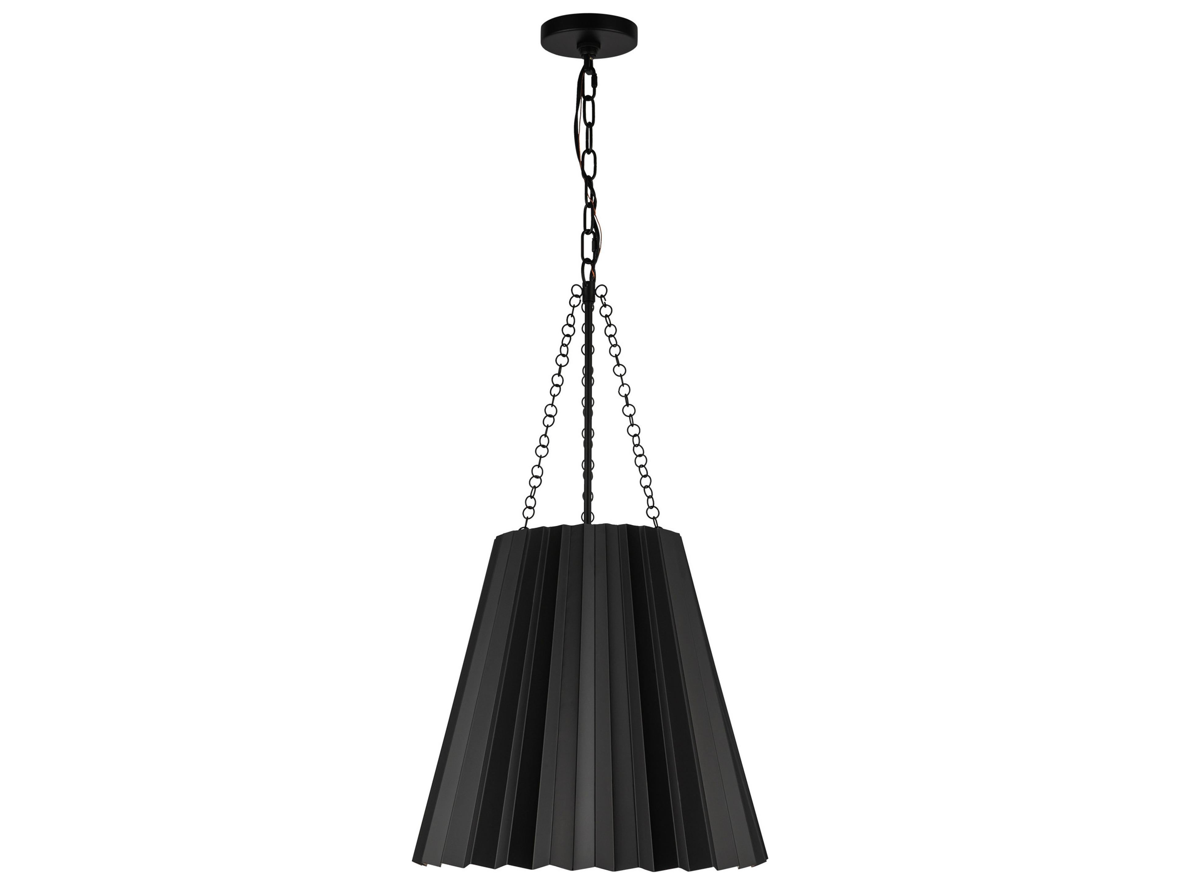 Plisse Pendant Light in Matte Black Modern Tapered