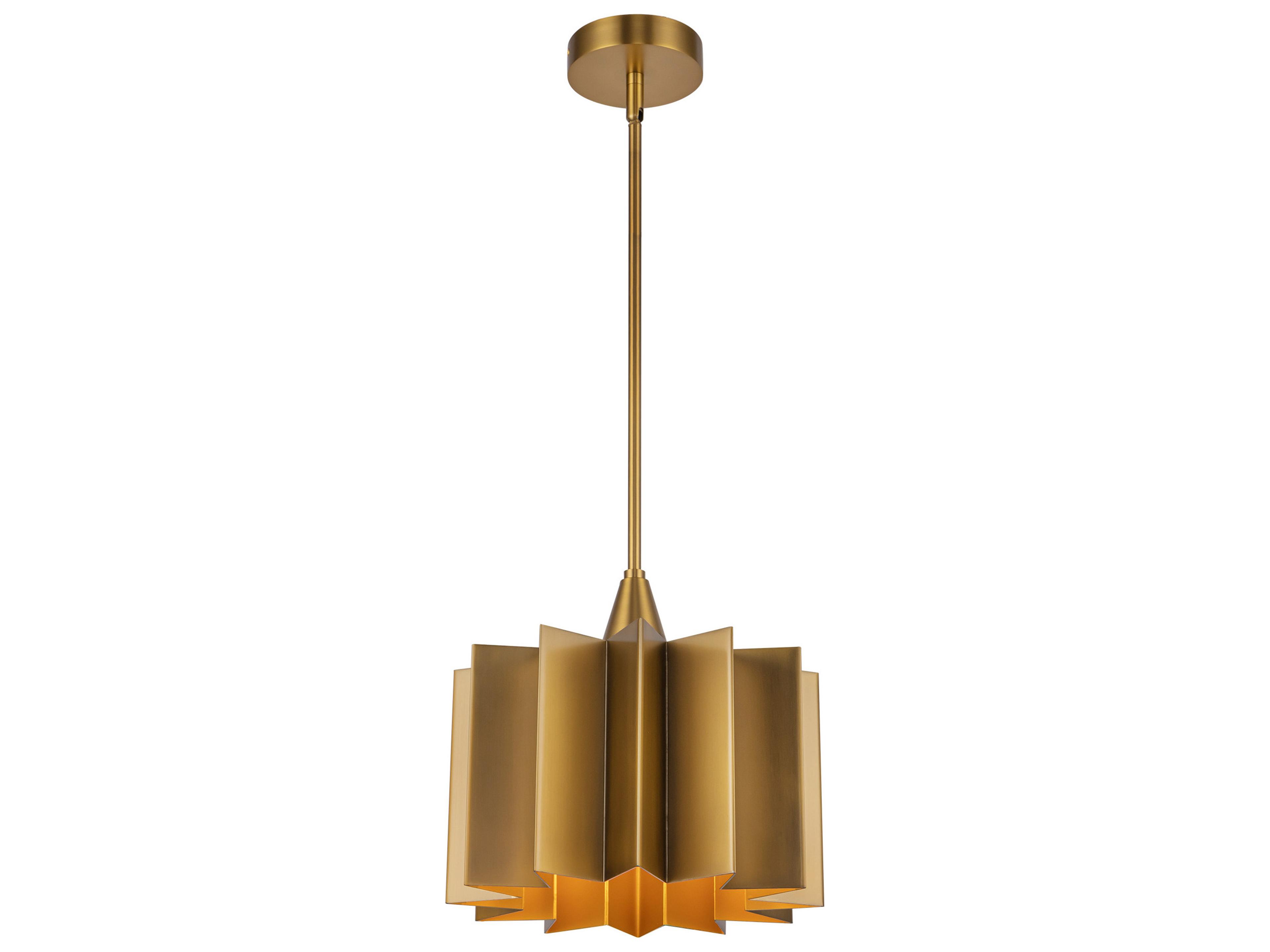 Alora Mood Plisse 1-Light Aged Gold Geometric Mini Pendant