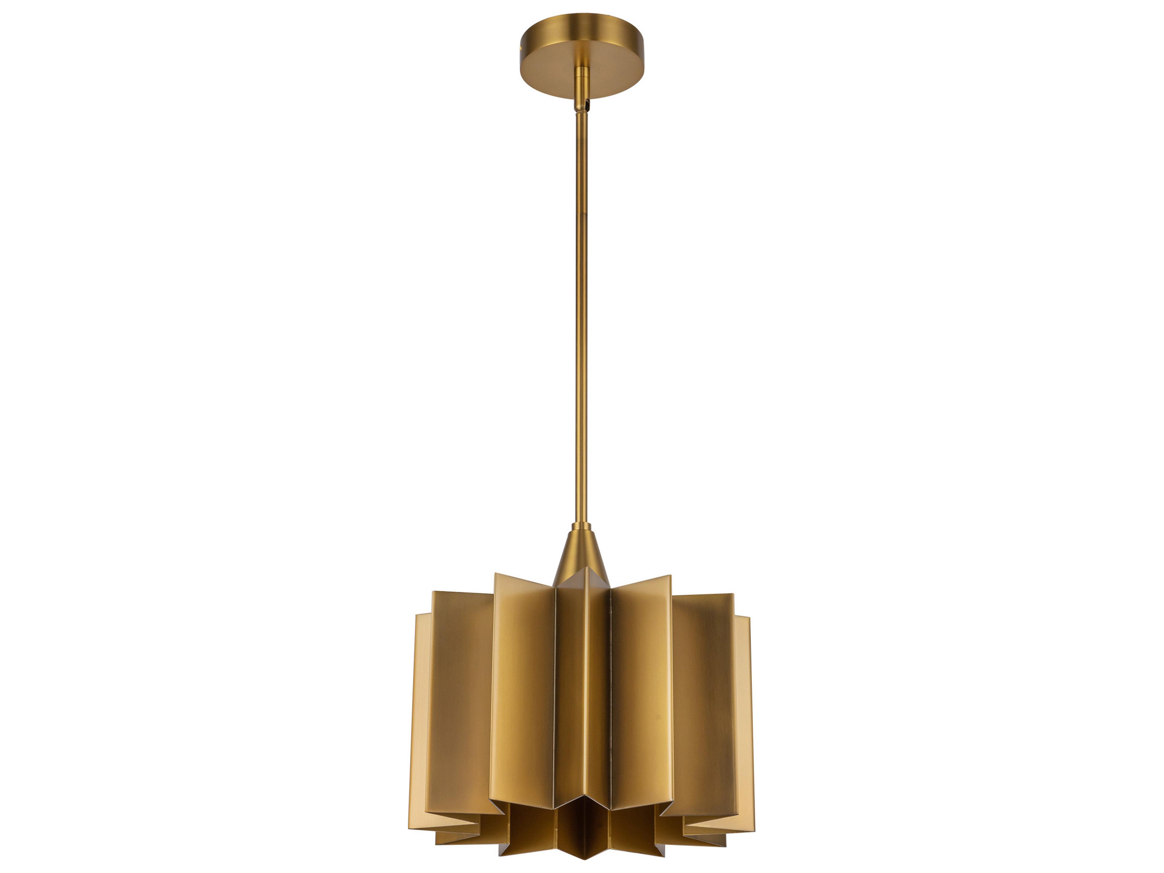 Alora Mood Plisse 1-Light Aged Gold Geometric Mini Pendant