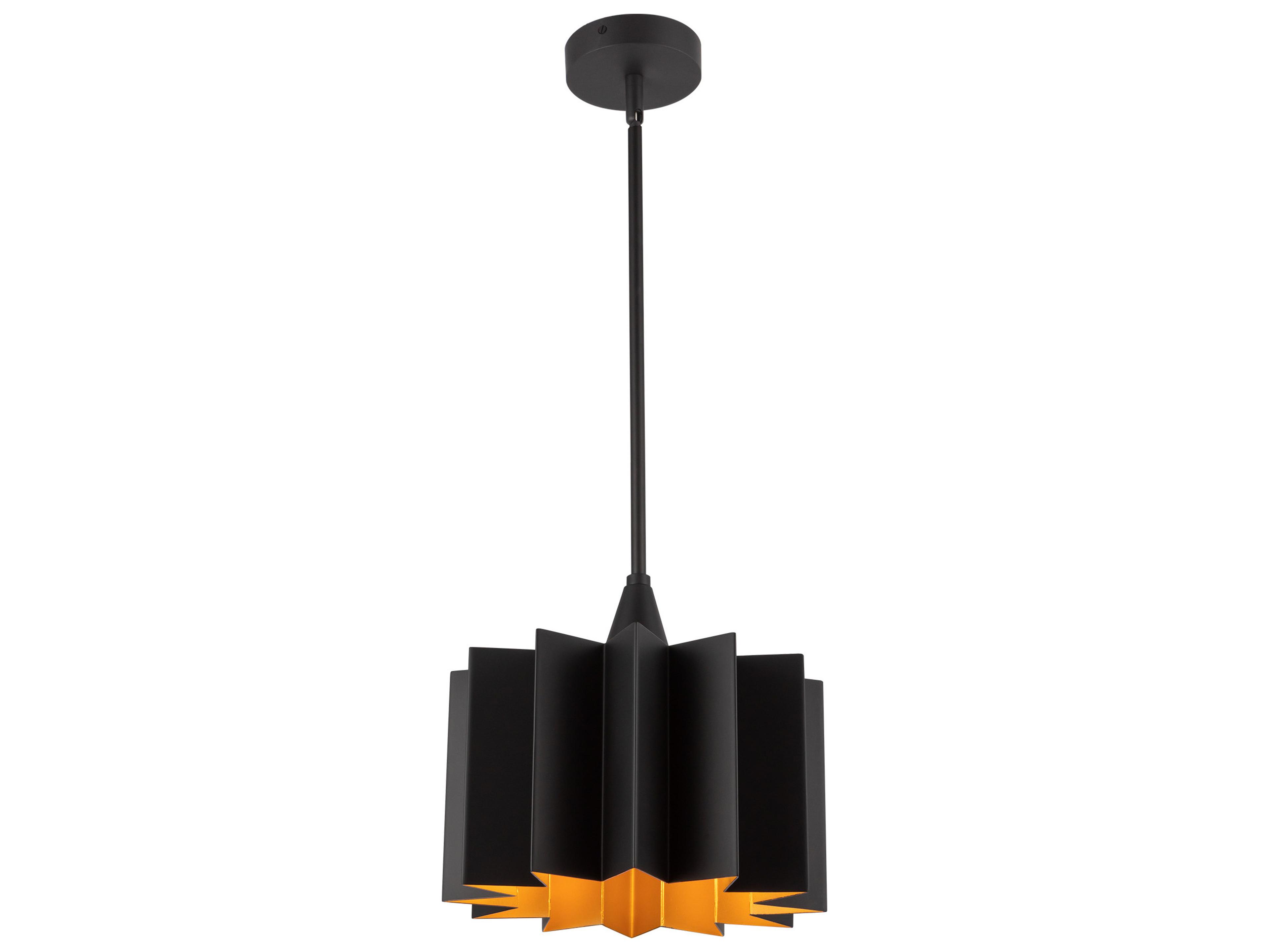 Alora Mood Plisse 1-Light Matte Black Geometric Mini Pendant