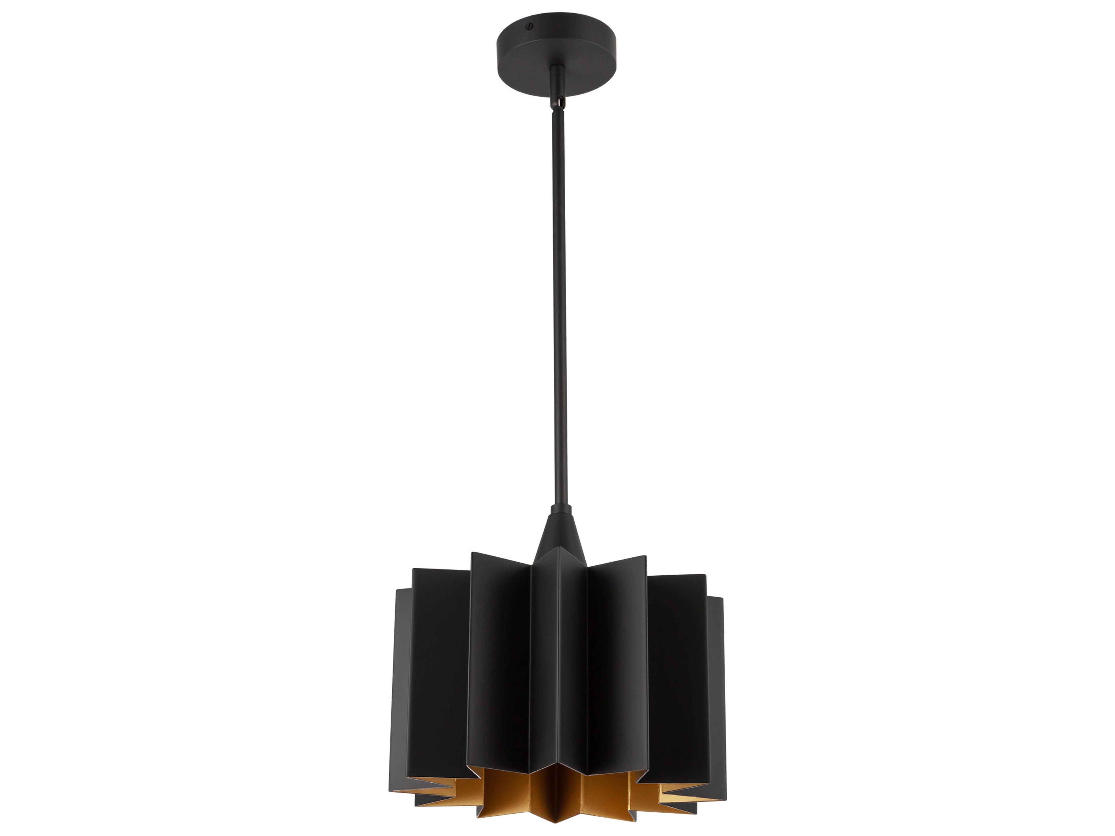 Alora Mood Plisse 1-Light Matte Black Geometric Mini Pendant