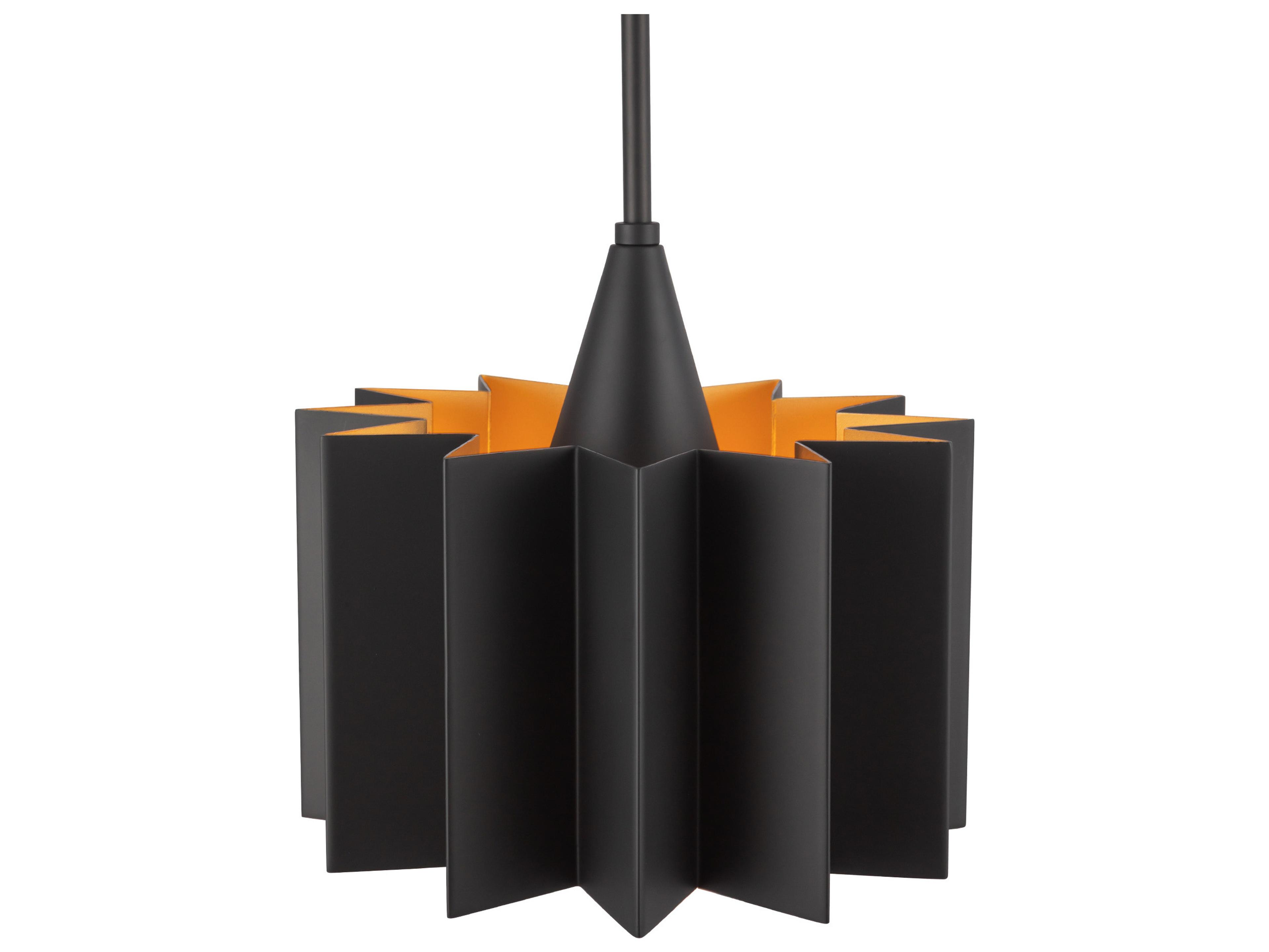 Alora Mood Plisse 1-Light Matte Black Geometric Mini Pendant