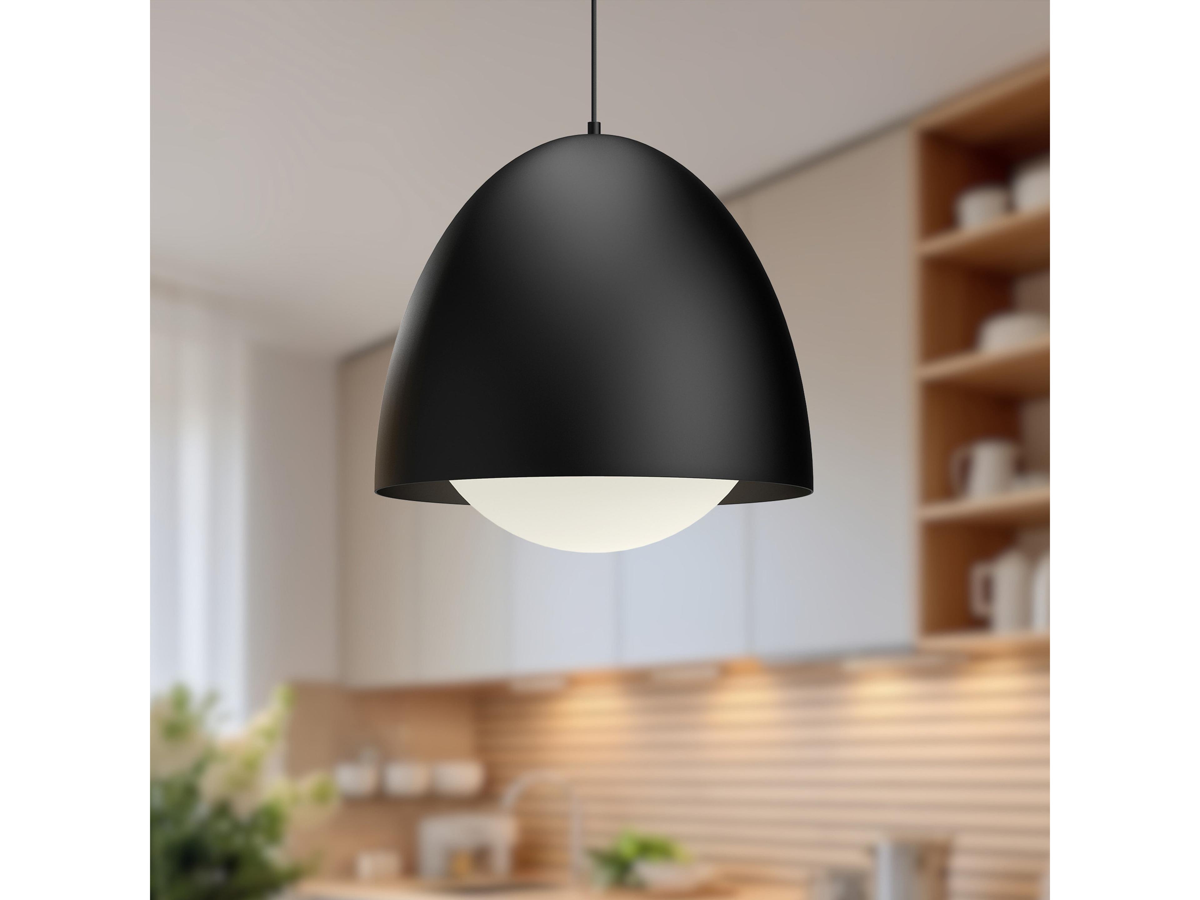 Alora Mood Kenji 1-Light Matte Black Dome Pendant