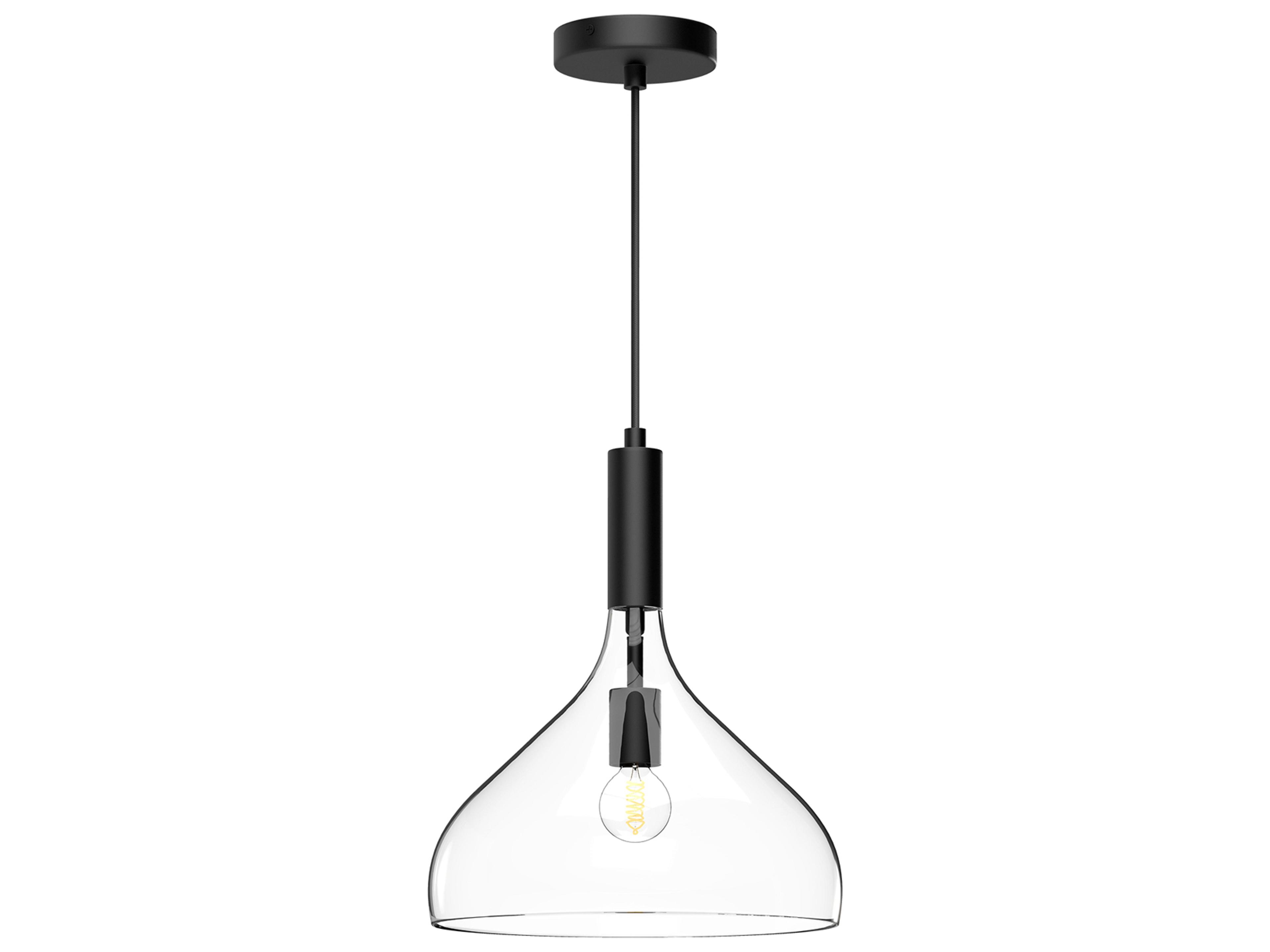 Belleview Pendant Light in Matte Black and Clear Glass