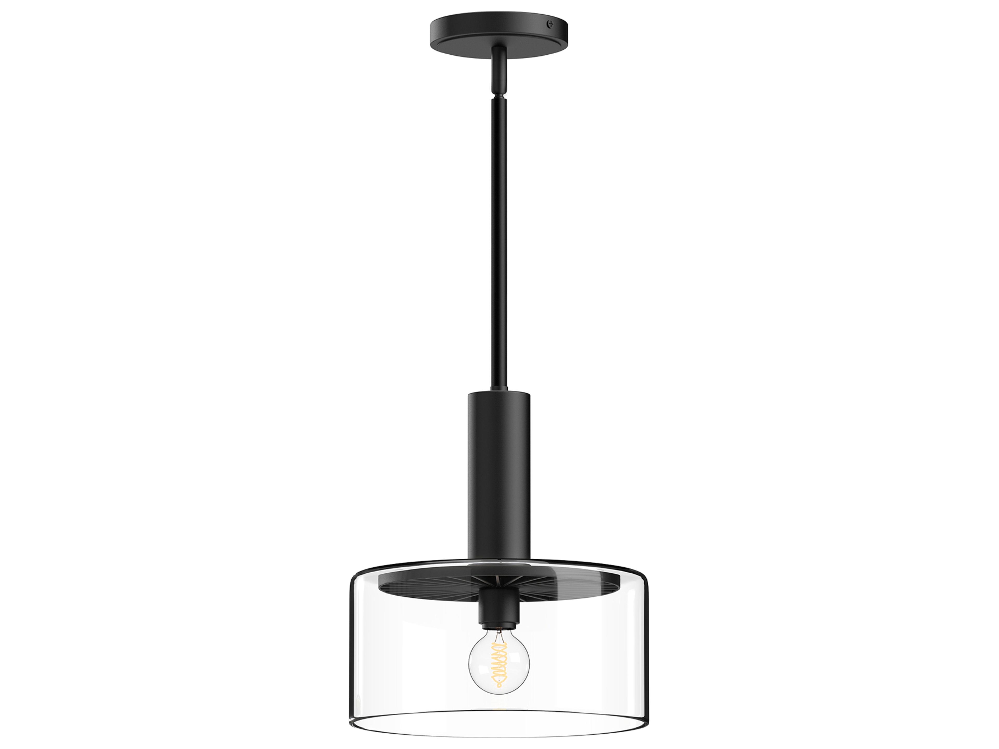 Royale Pendant Light in Matte Black with Clear Glass