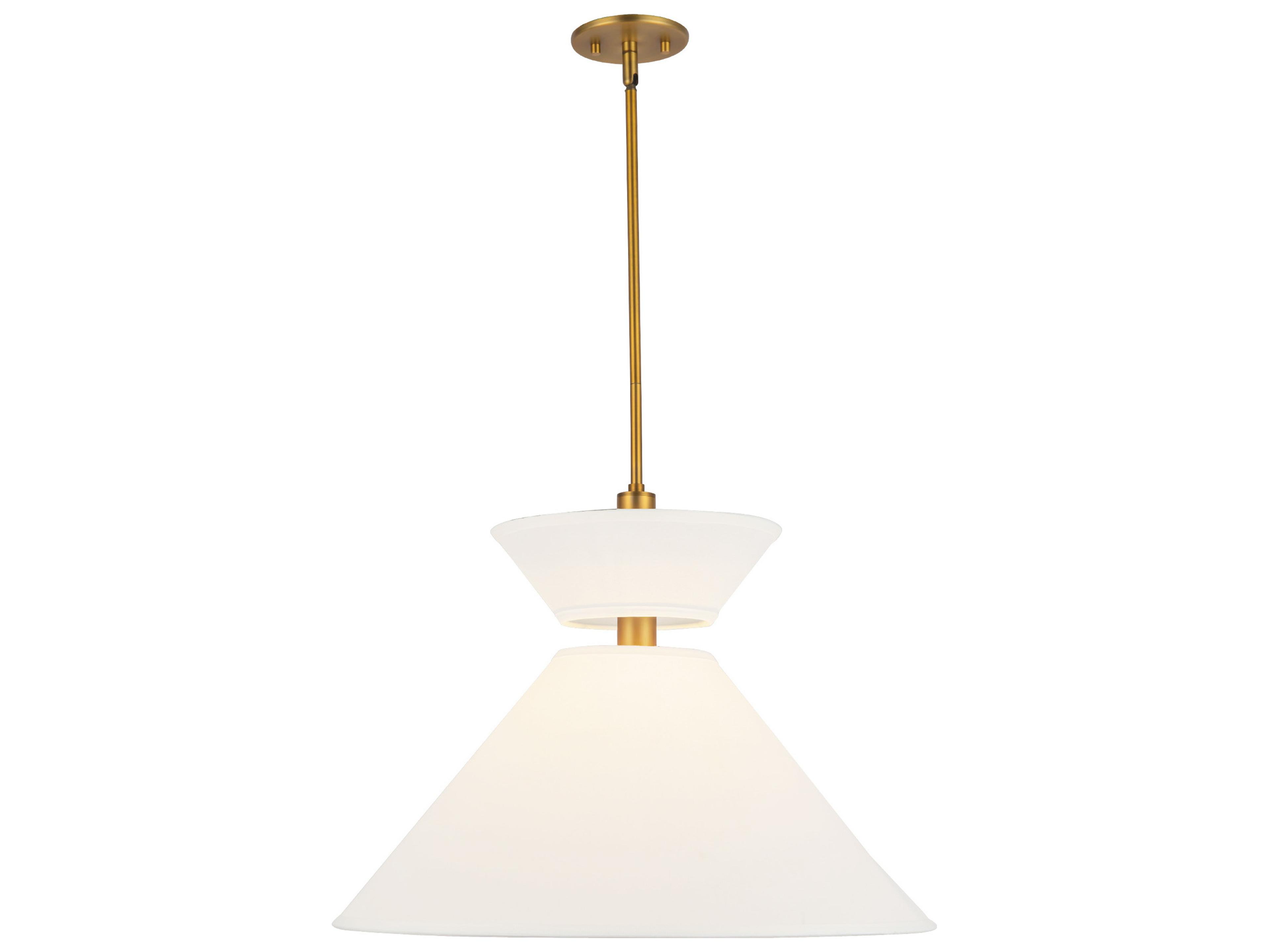Chapelle Pendant Light in Aged Gold and White Linen
