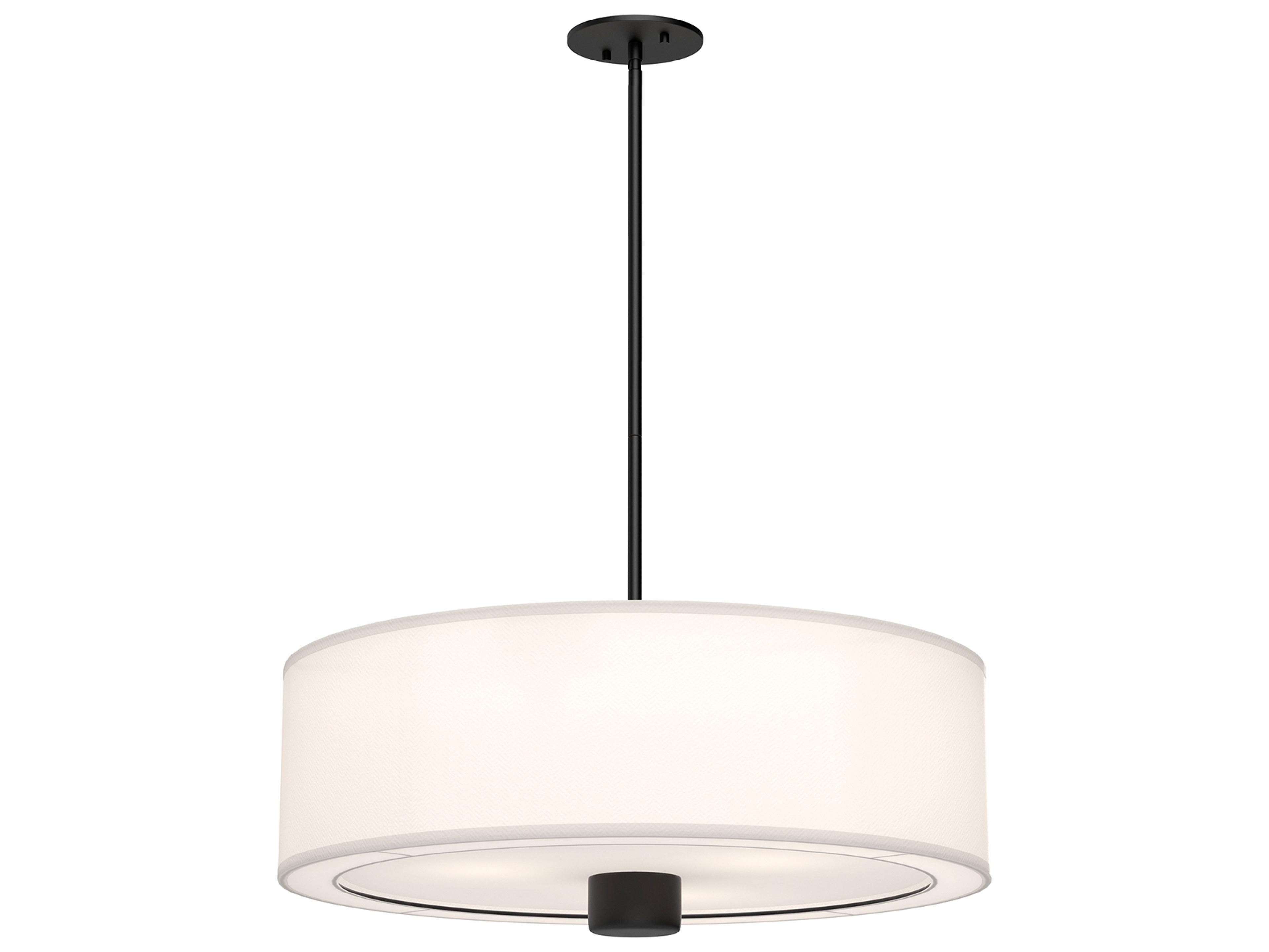 Theo Pendant Light in Matte Black and White Linen
