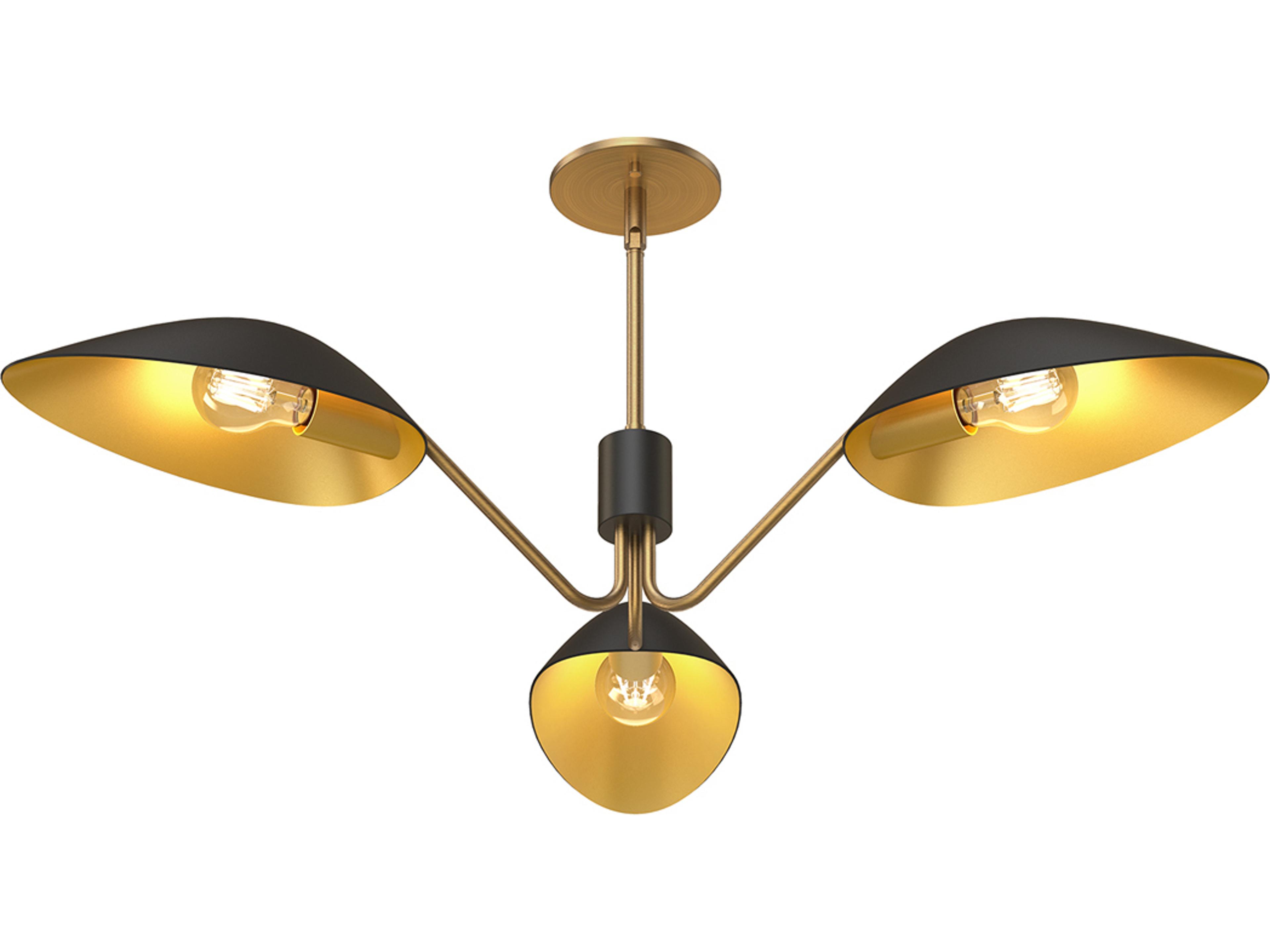 Alora Mood Oscar 3-Light Aged Gold Matte Black Chandelier