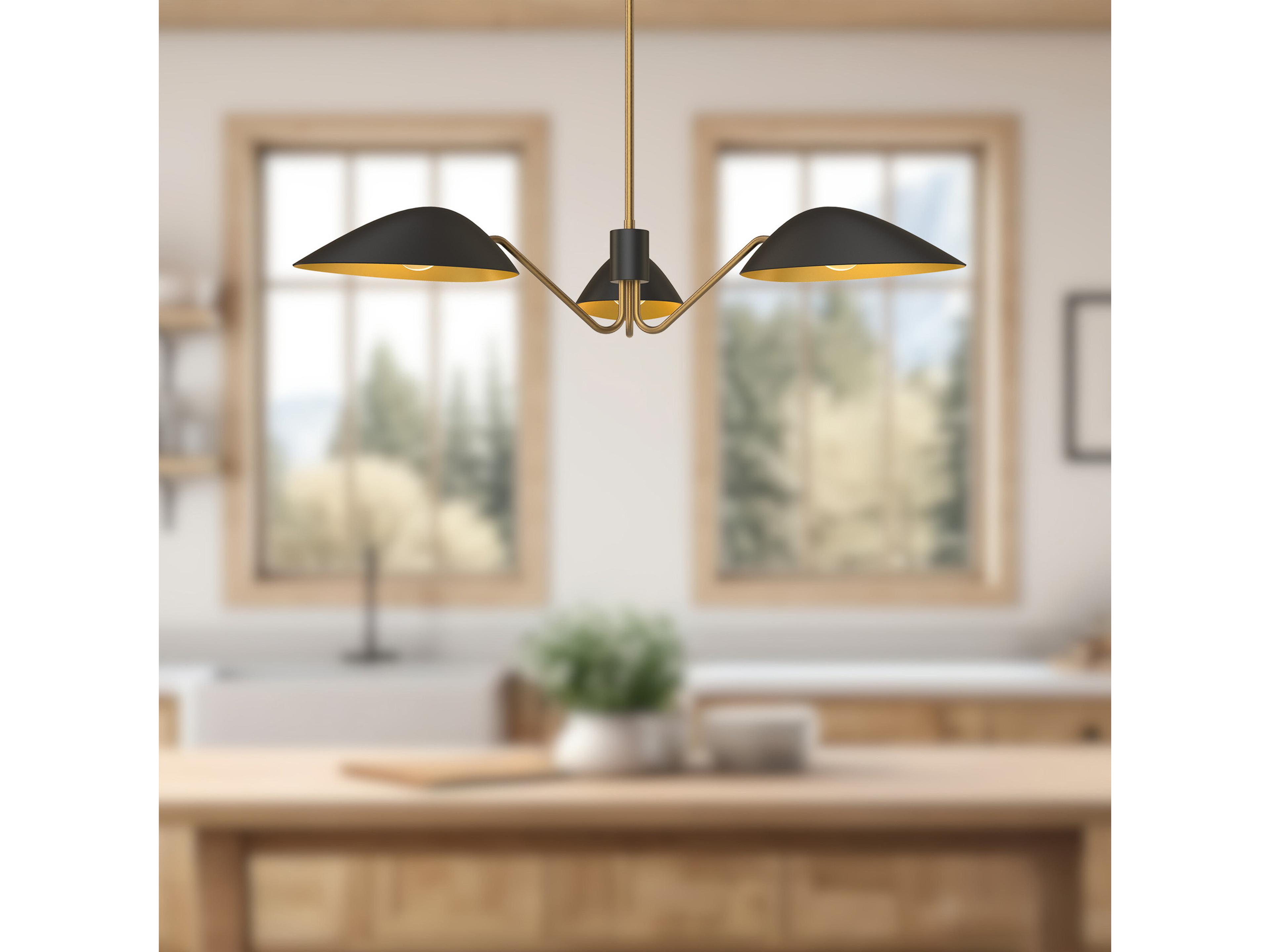 Alora Mood Oscar 3-Light Aged Gold Matte Black Chandelier