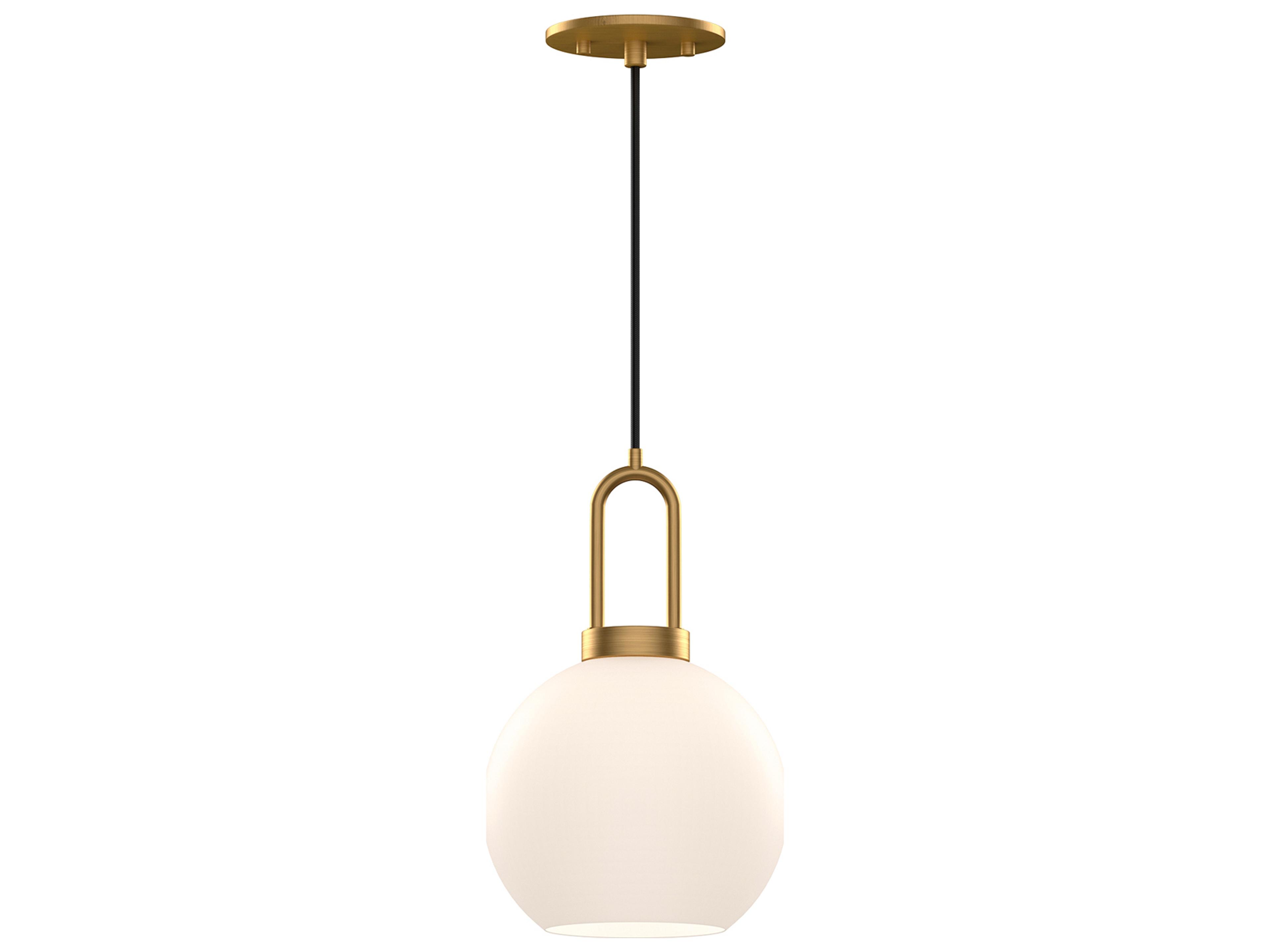 Soji Pendant Light in Aged Gold with Opal Glass