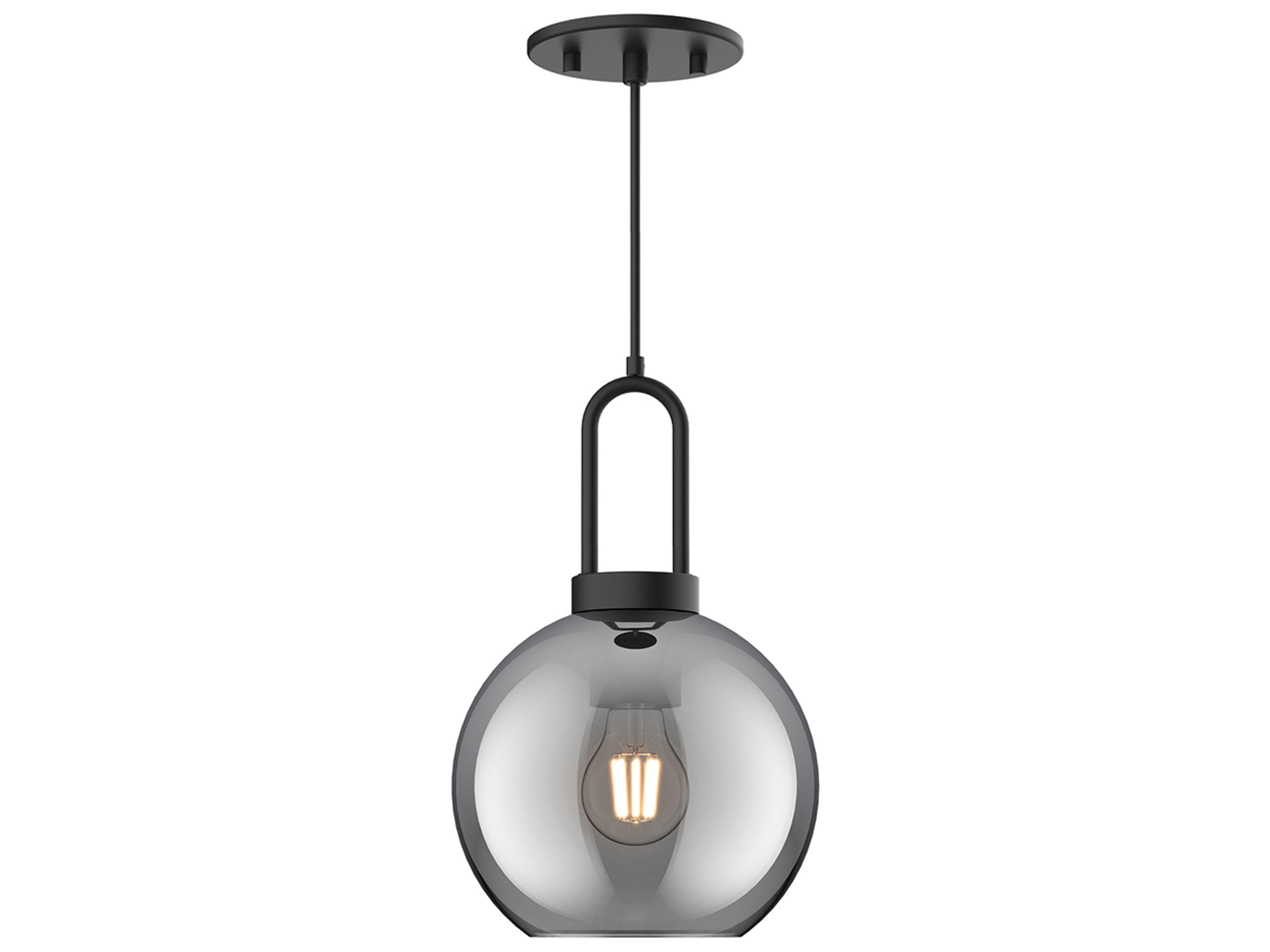 Soji Mini Pendant Light in Matte Black and Smoked Glass