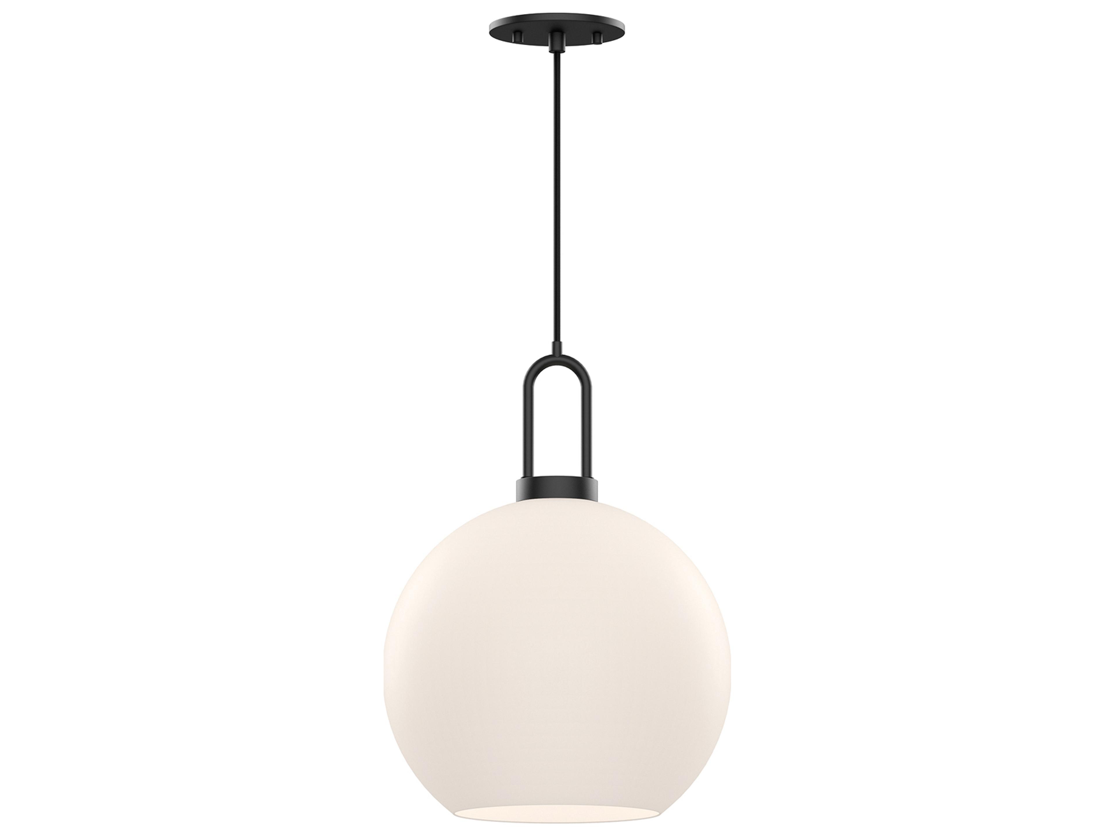 Soji Pendant Light in Matte Black and Opal Glass