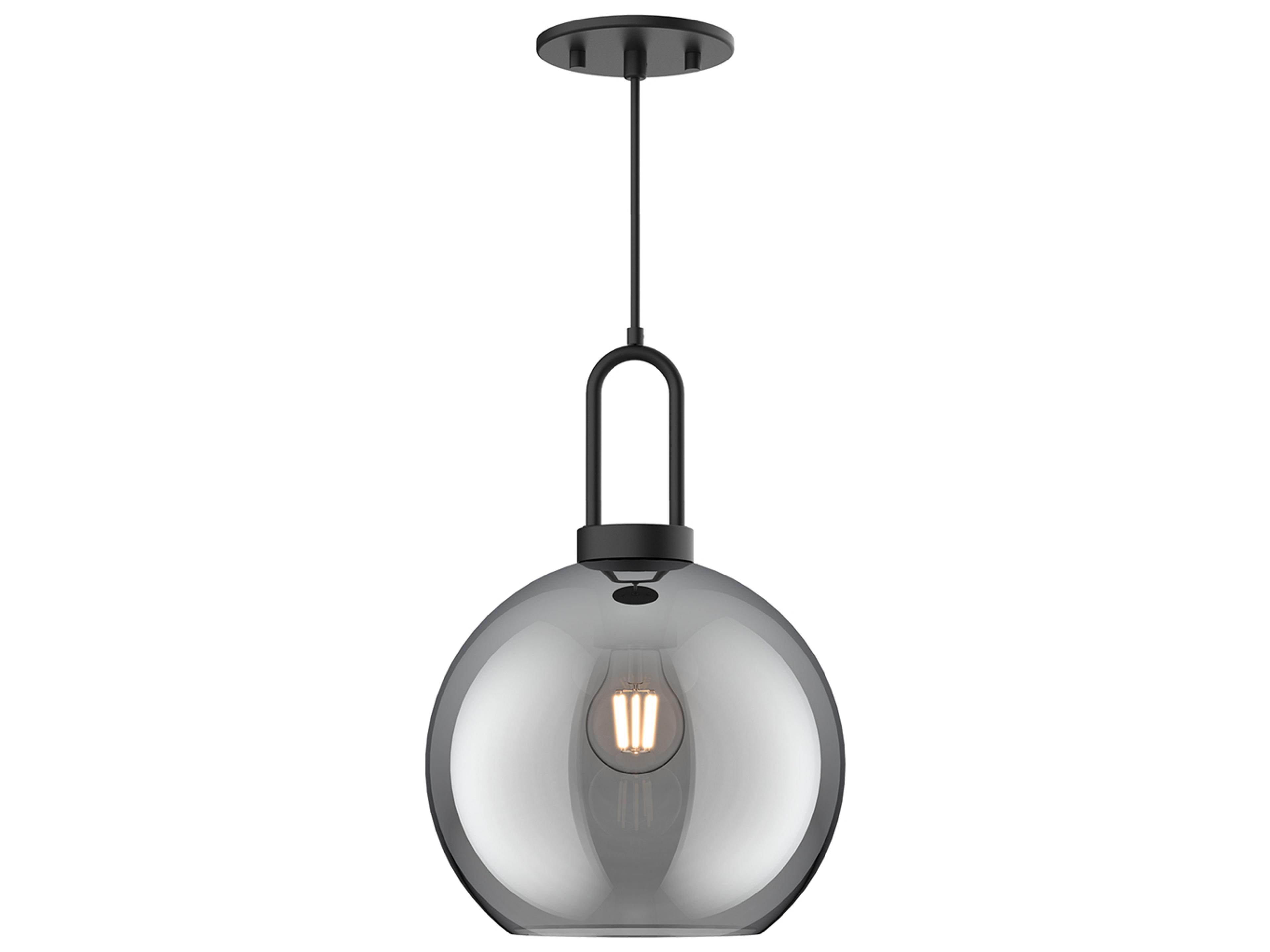 Soji Pendant Light in Matte Black with Smoked Glass