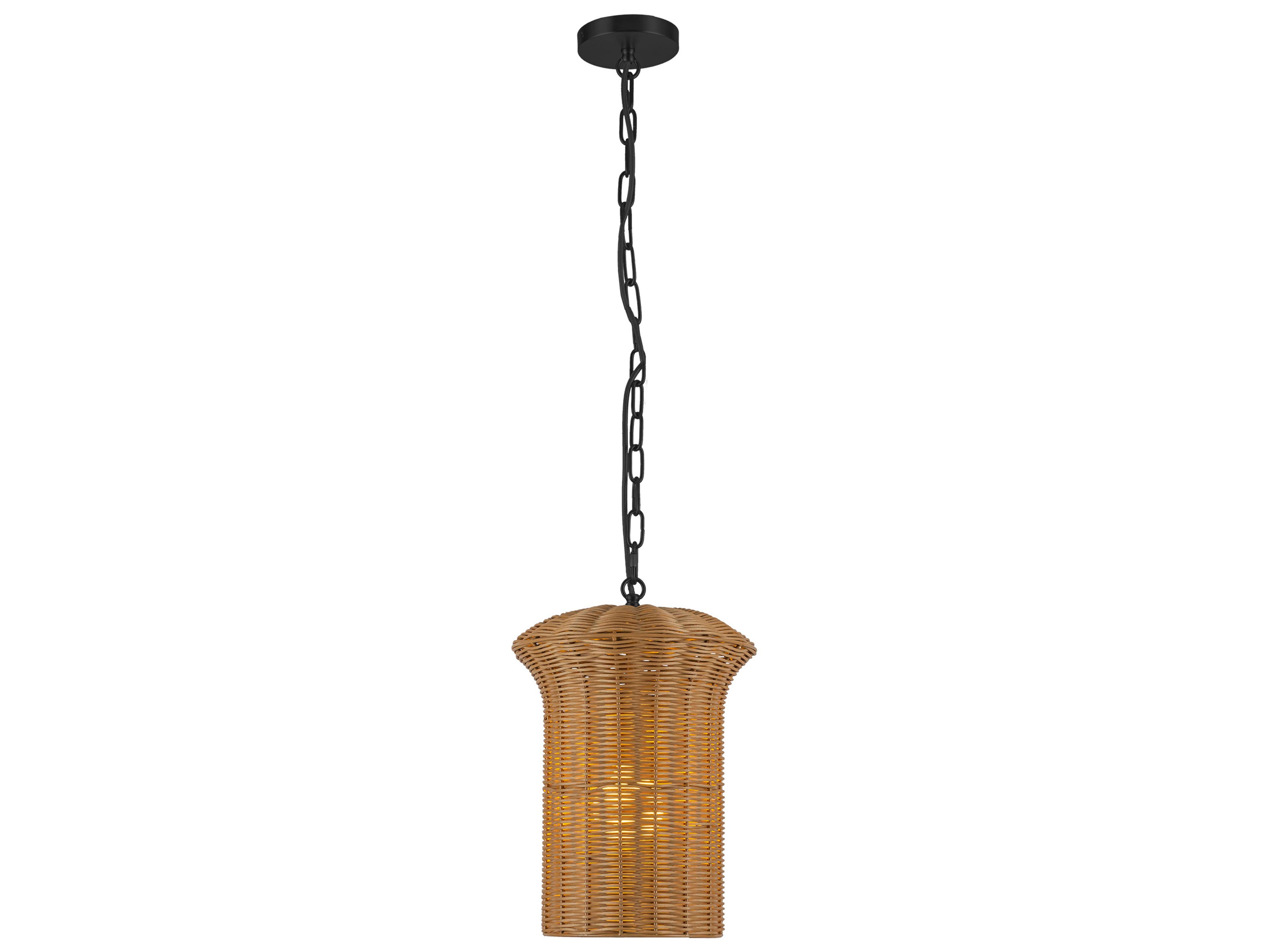 Kai Pendant Light Matte Black with Rattan Shade