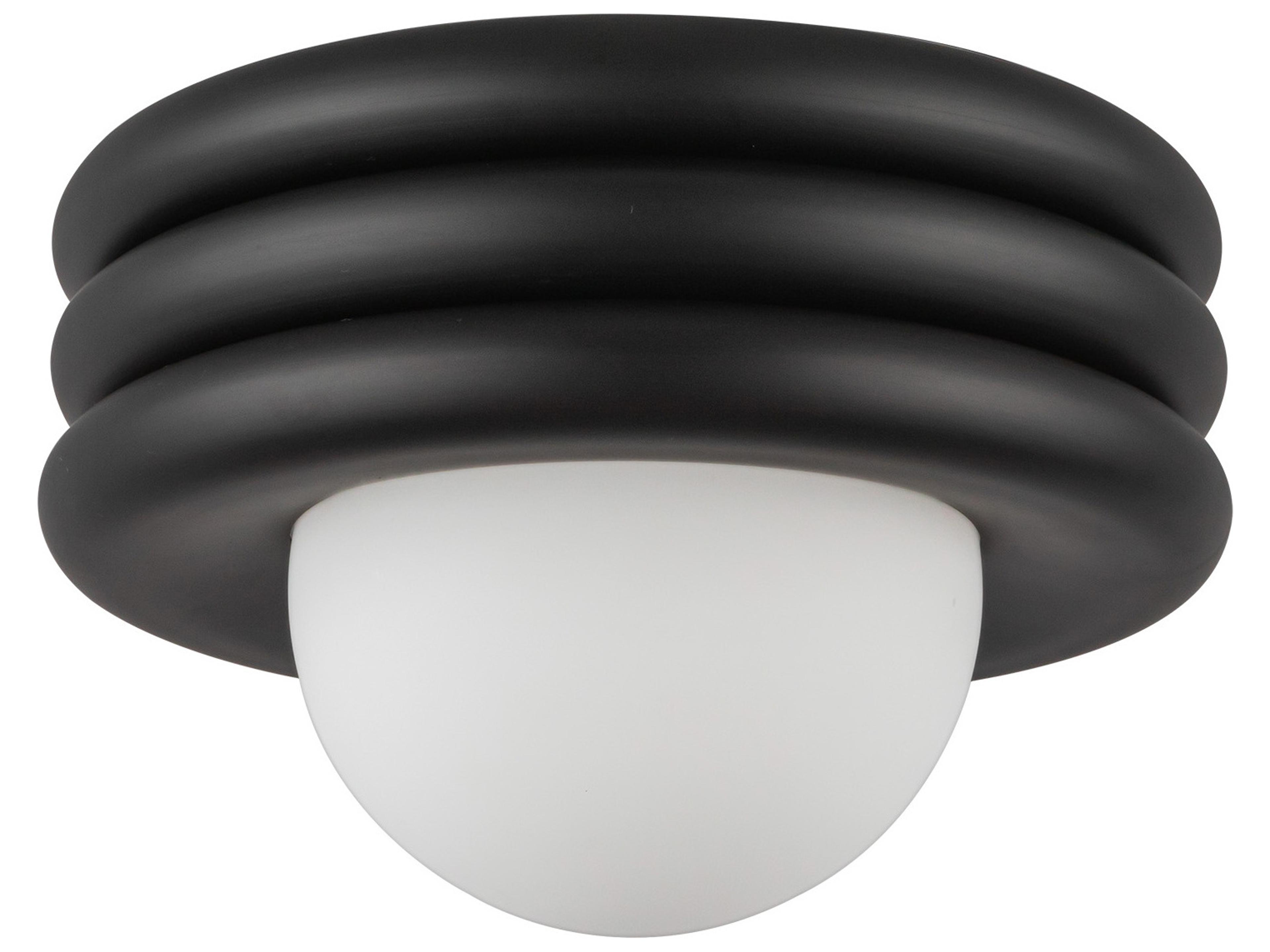Alora Mood Harvey 1-Light Matte Black Globe Semi Flush Mount