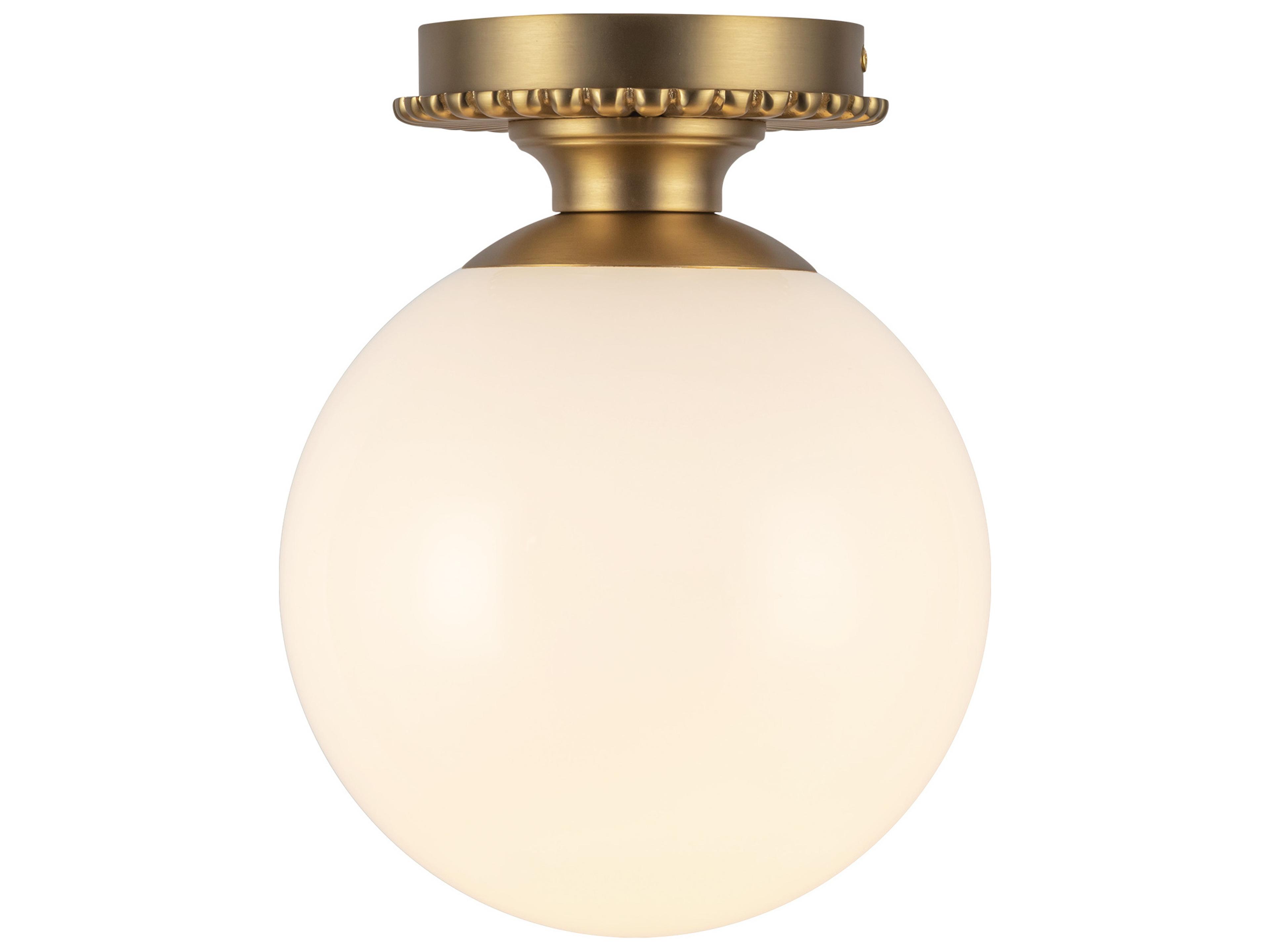 Semi Flush Mount Light Otis Brushed Gold Opal Glass