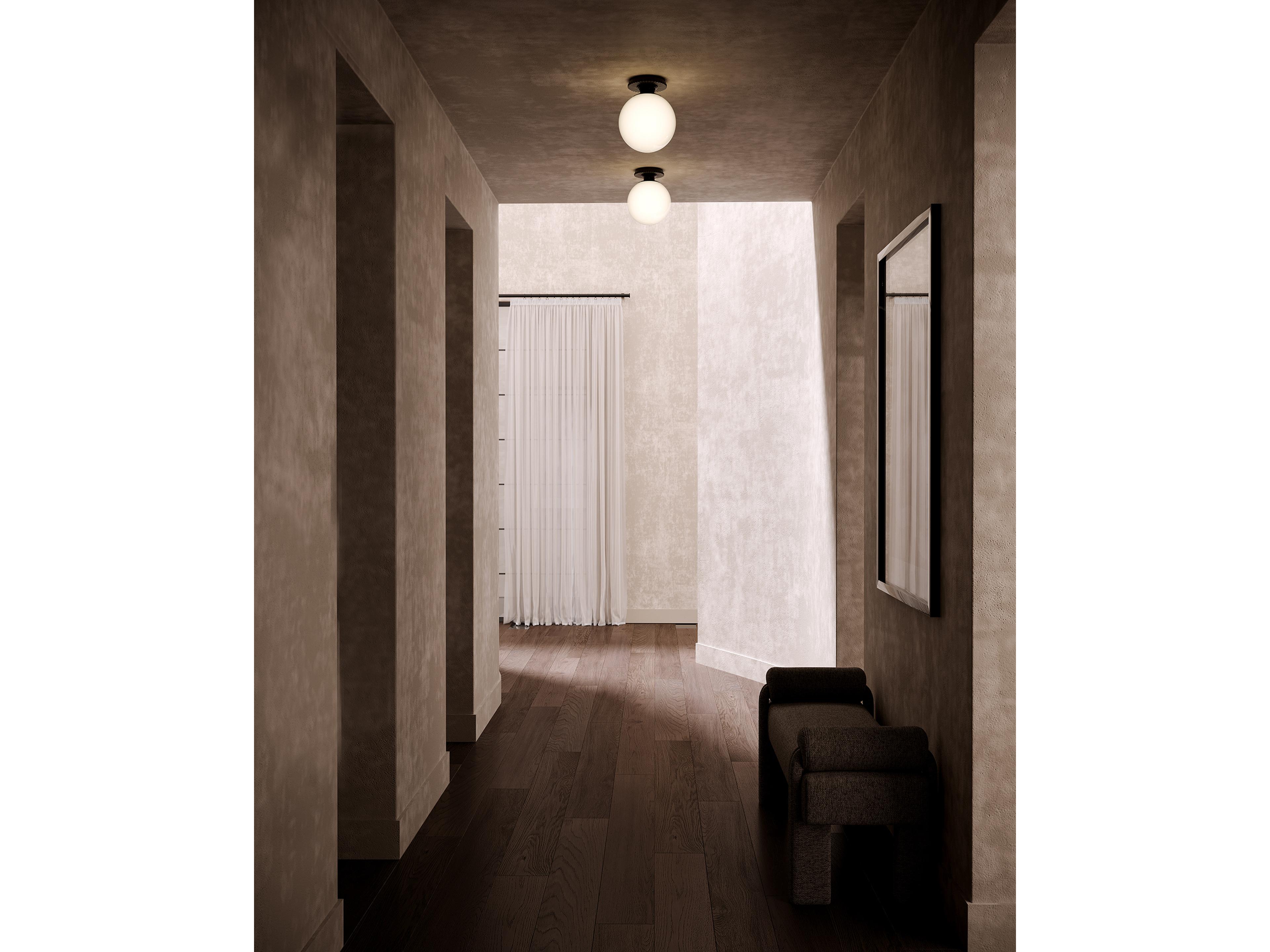 Alora Mood Otis 1-Light Matte Black Globe Semi Flush Mount