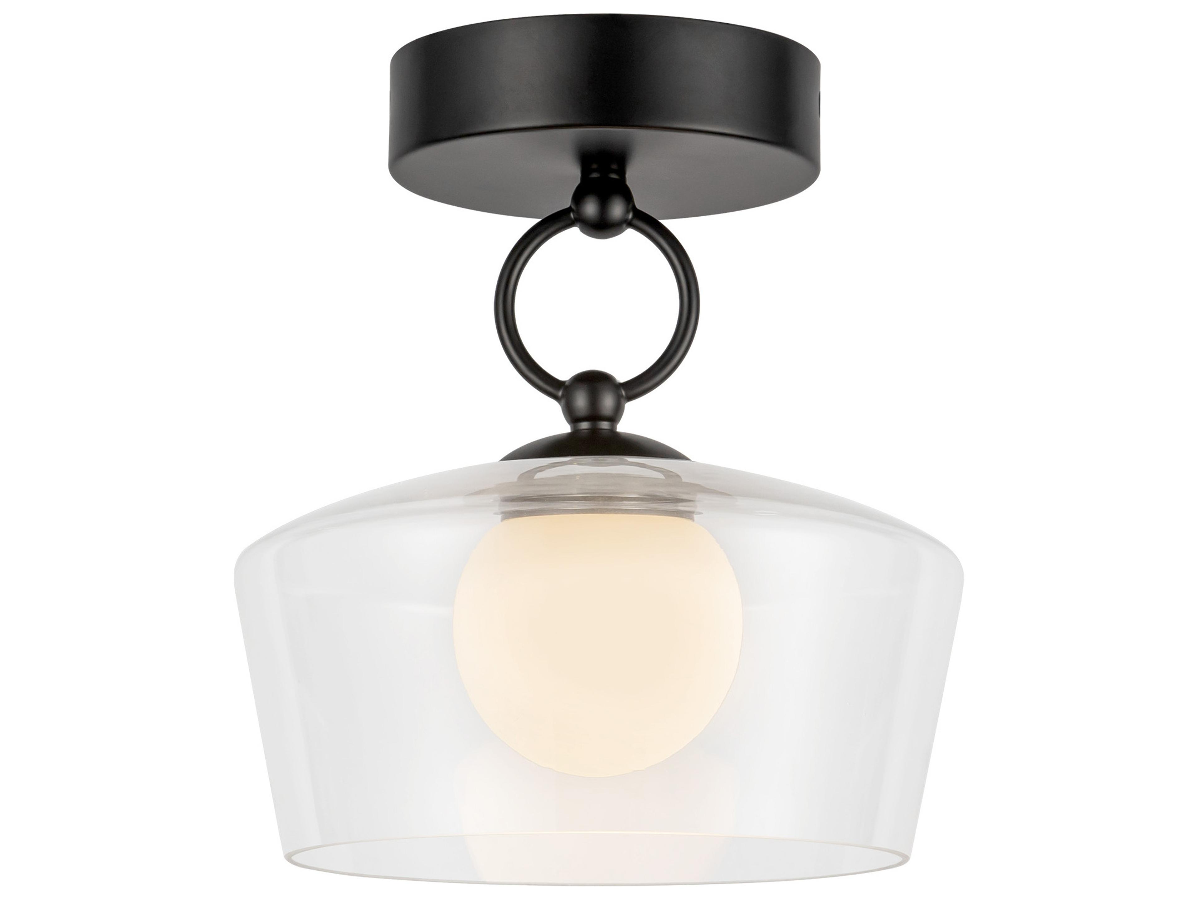 Alora Mood Leota Matte Black Semi Flush Mount
