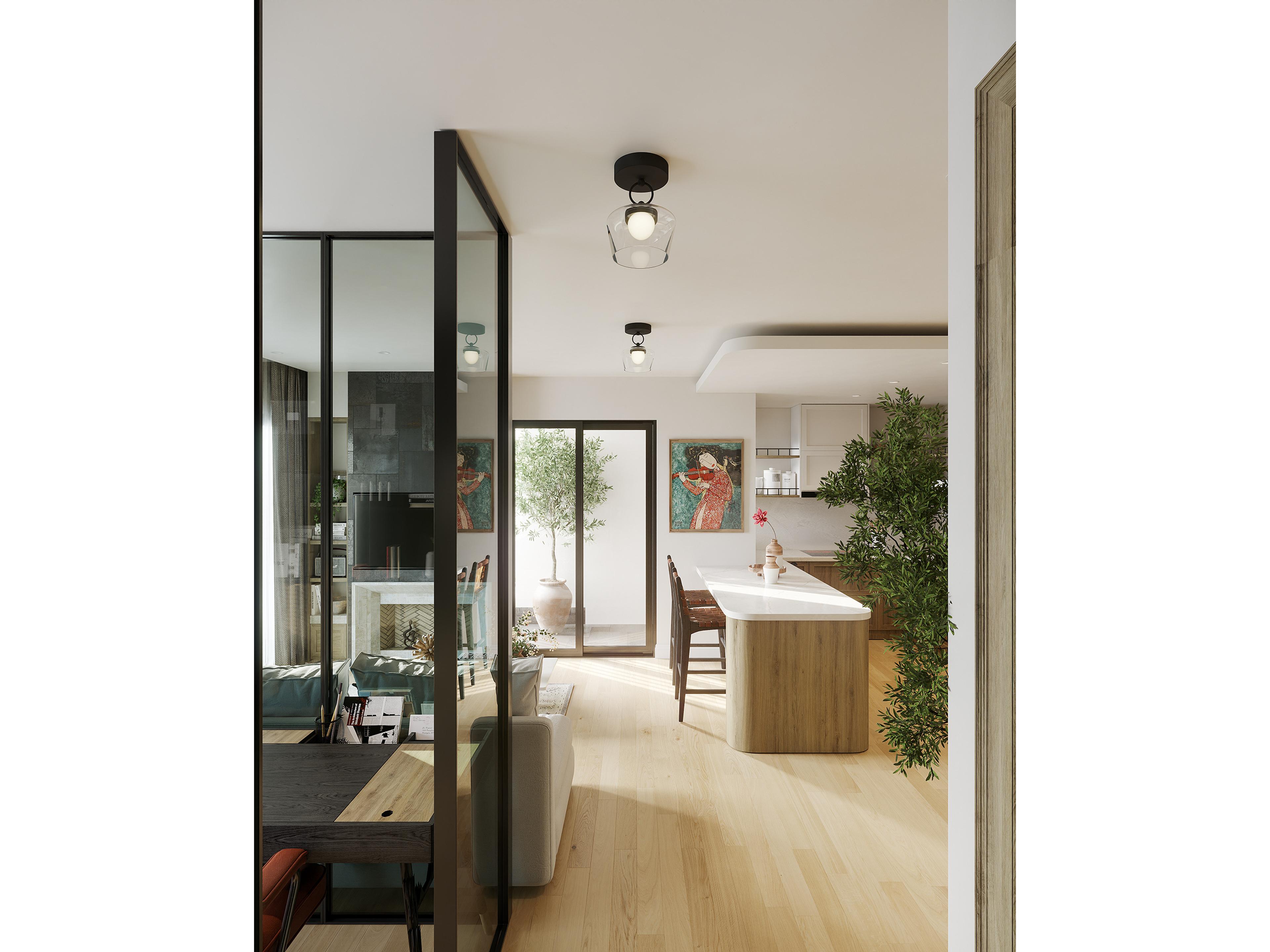 Alora Mood Leota Matte Black Semi Flush Mount