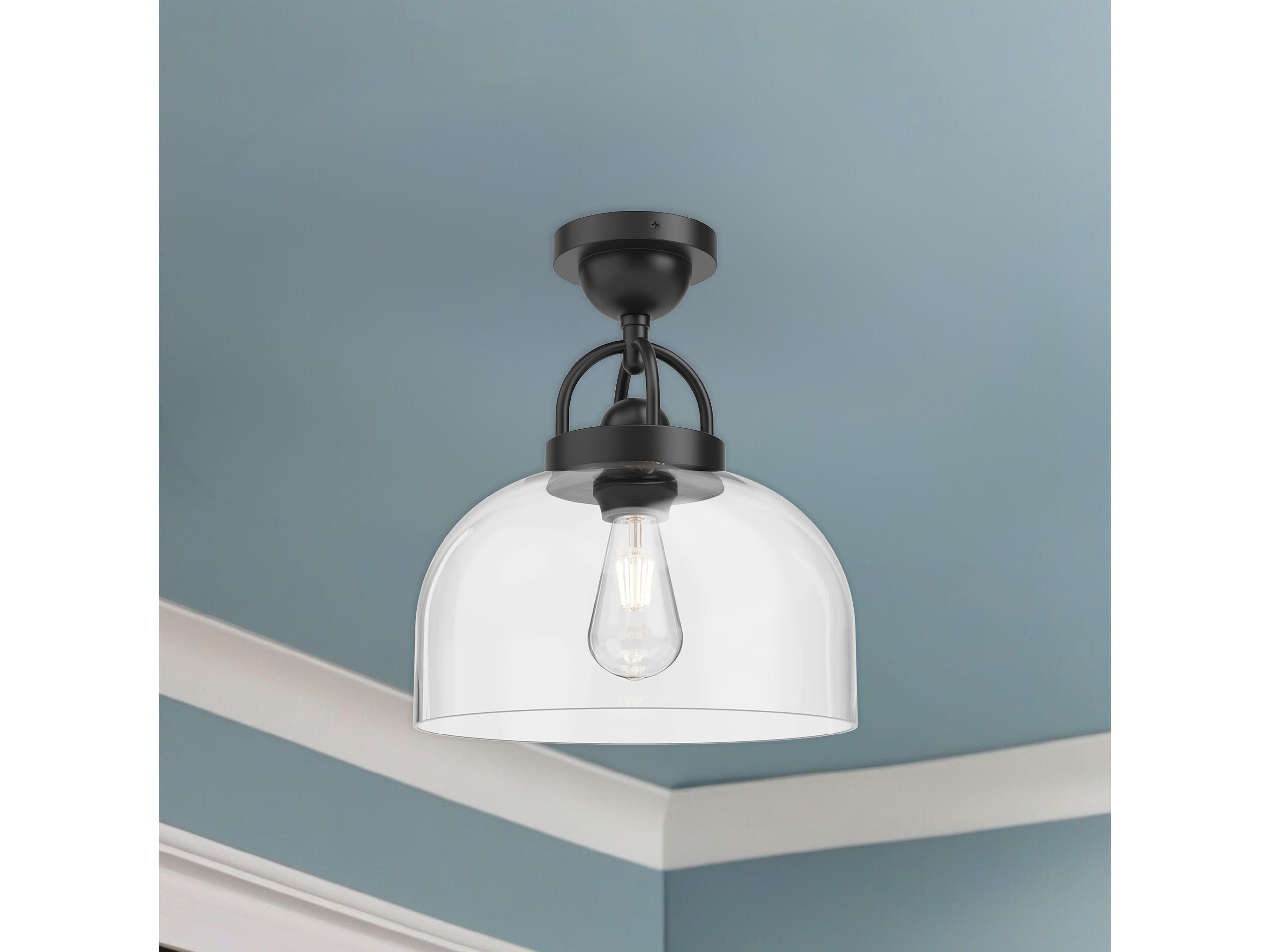 Alora Mood Lancaster 1-Light Matte Black Semi Flush Mount