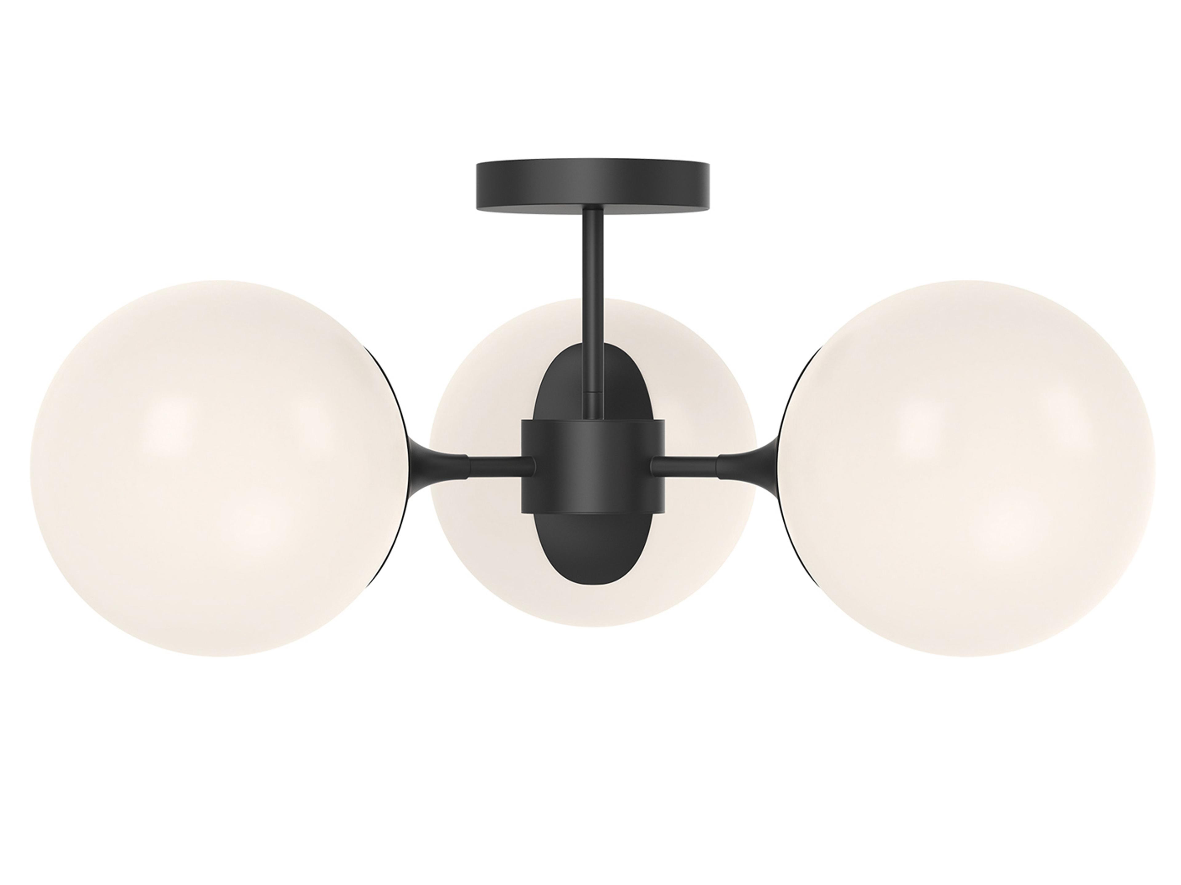 Nouveau 3-Light Semi-Flush Mount Ceiling Light in Matte Black