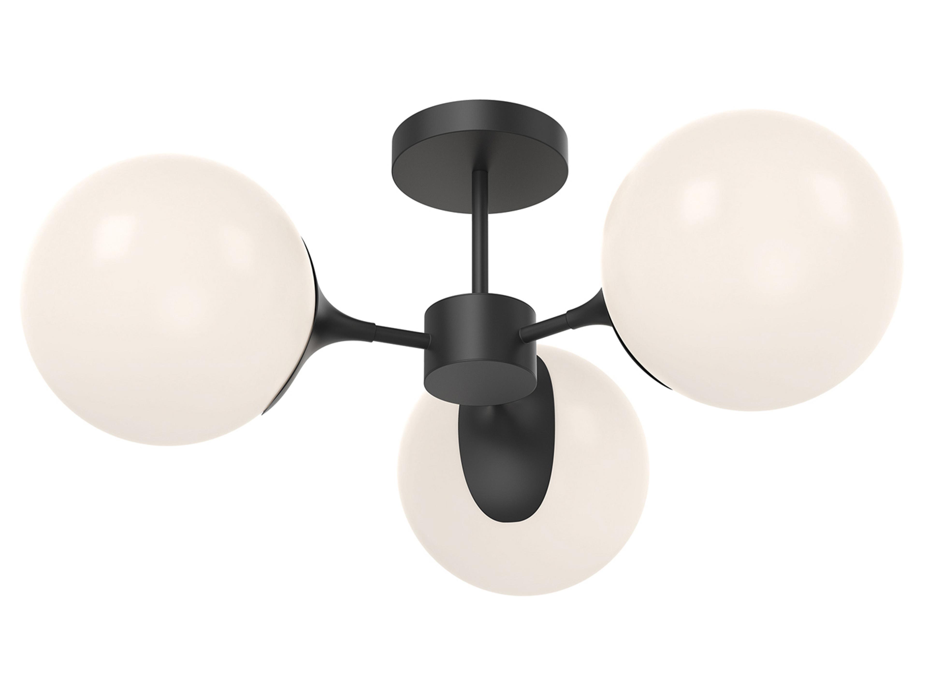 Alora Mood Nouveau 3-Light Matte Black Globe Semi Flush Mount