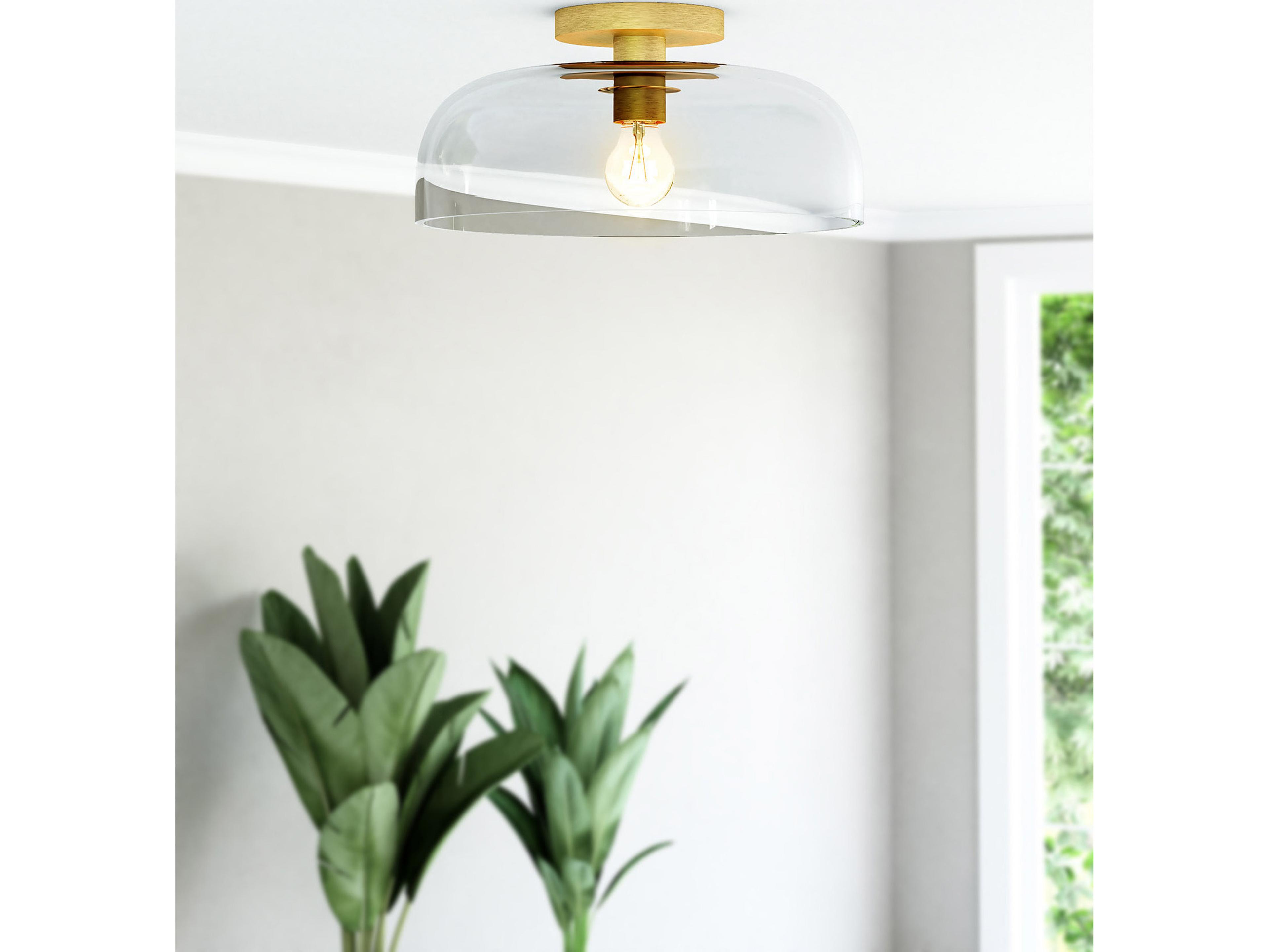 Alora Mood Sylvia 1-Light Brushed Gold Dome Semi Flush Mount