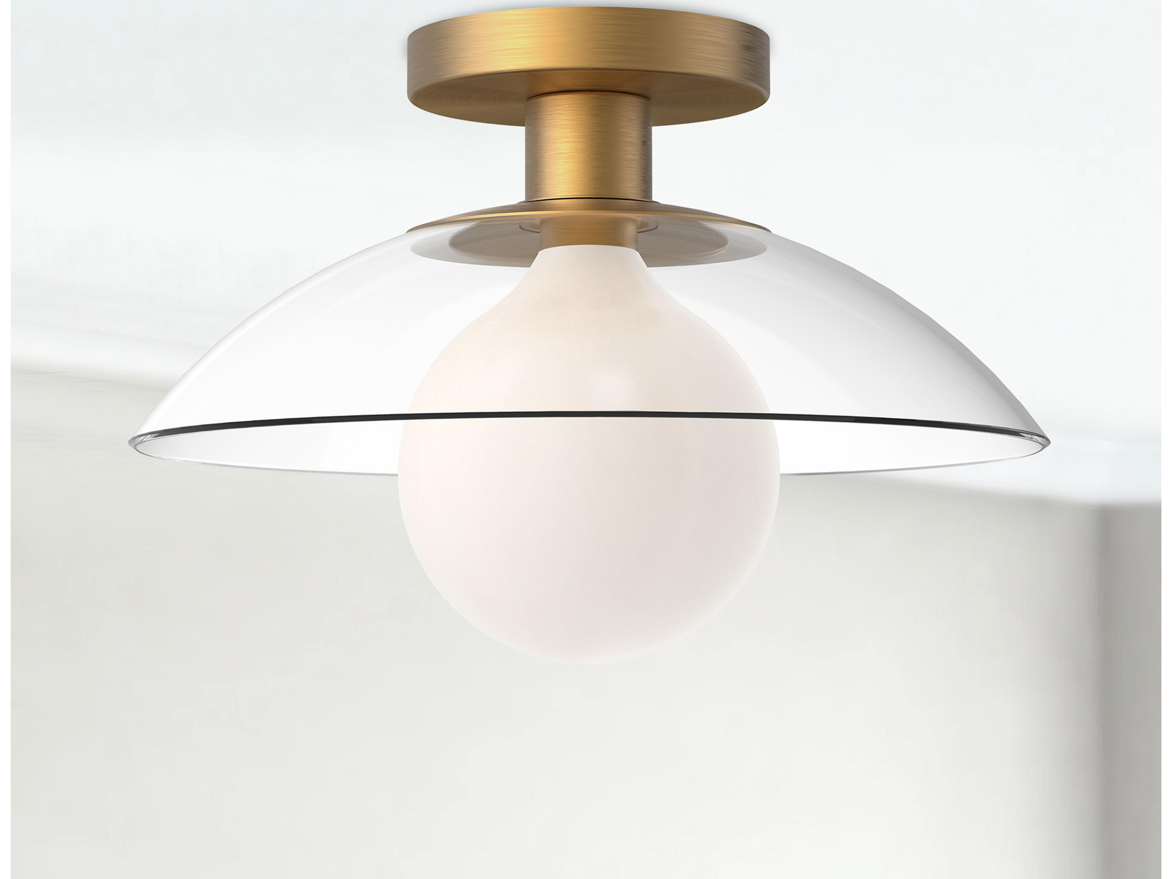 Alora Mood Francesca 1-Light Aged Gold Dome Semi Flush Mount