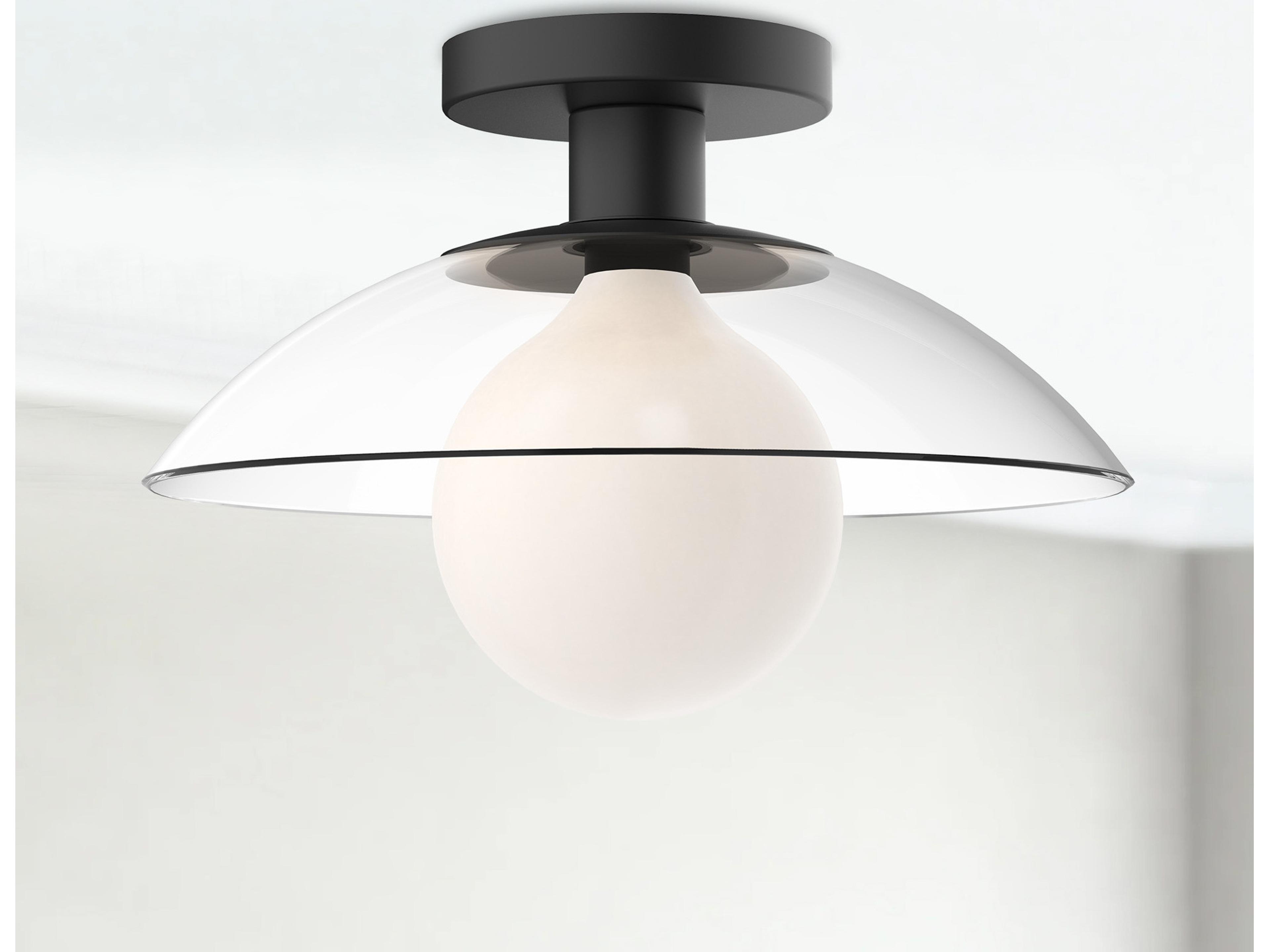 Alora Mood Francesca 1-Light Matte Black Dome Semi Flush Mount
