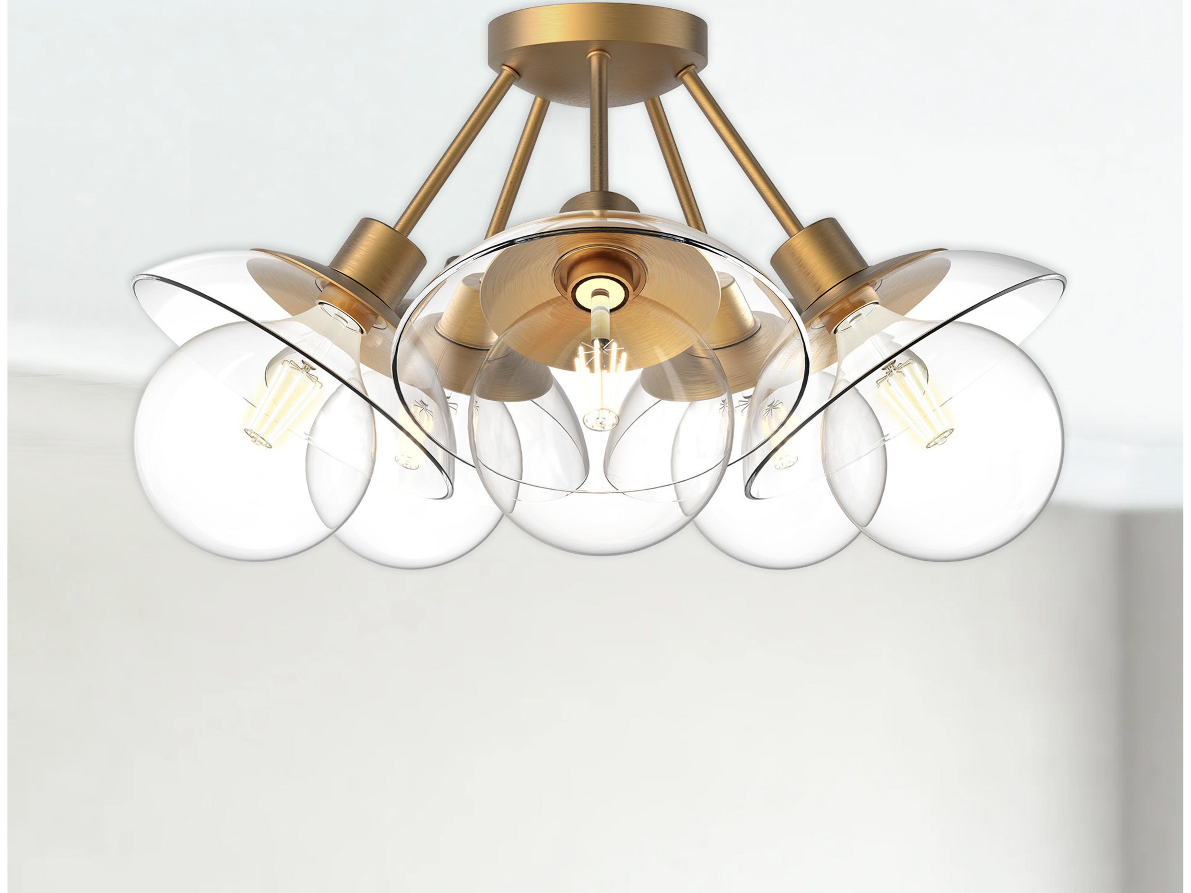 Alora Mood Francesca 5-Light Aged Gold Dome Sputnik Semi Flush Mount