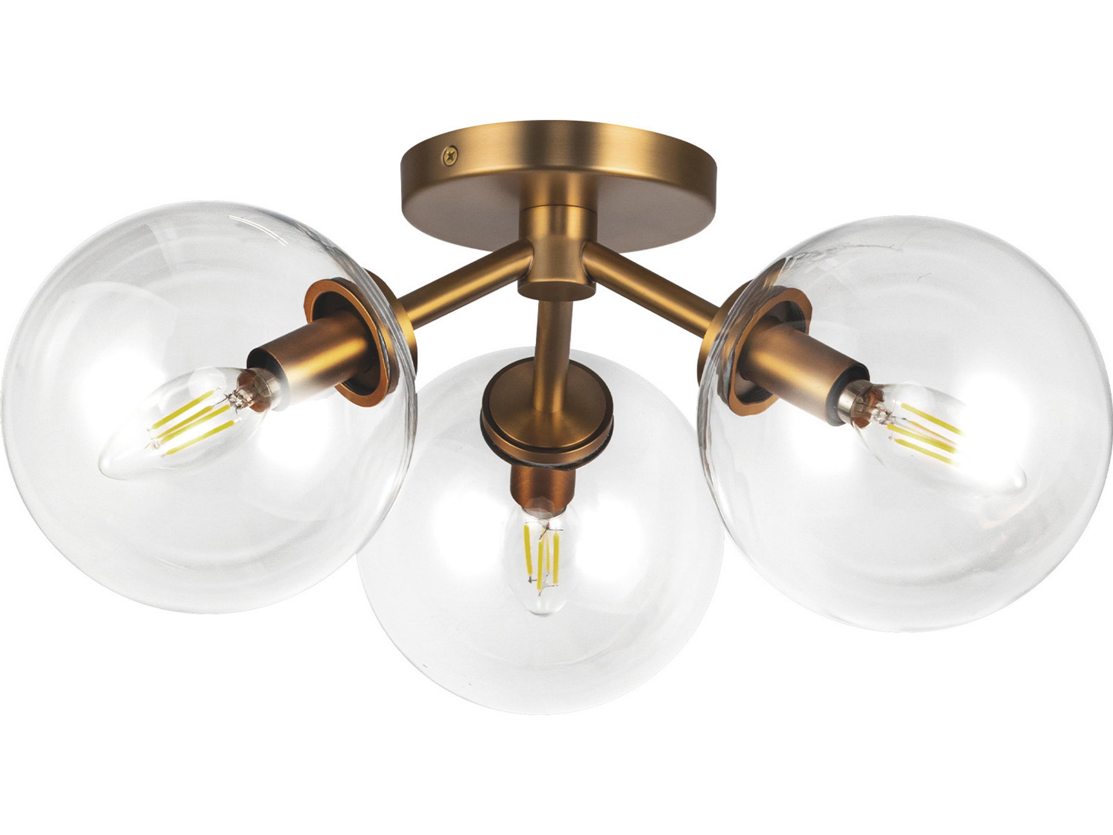 Alora Mood Cassia 3-Light Aged Gold Globe Semi Flush Mount