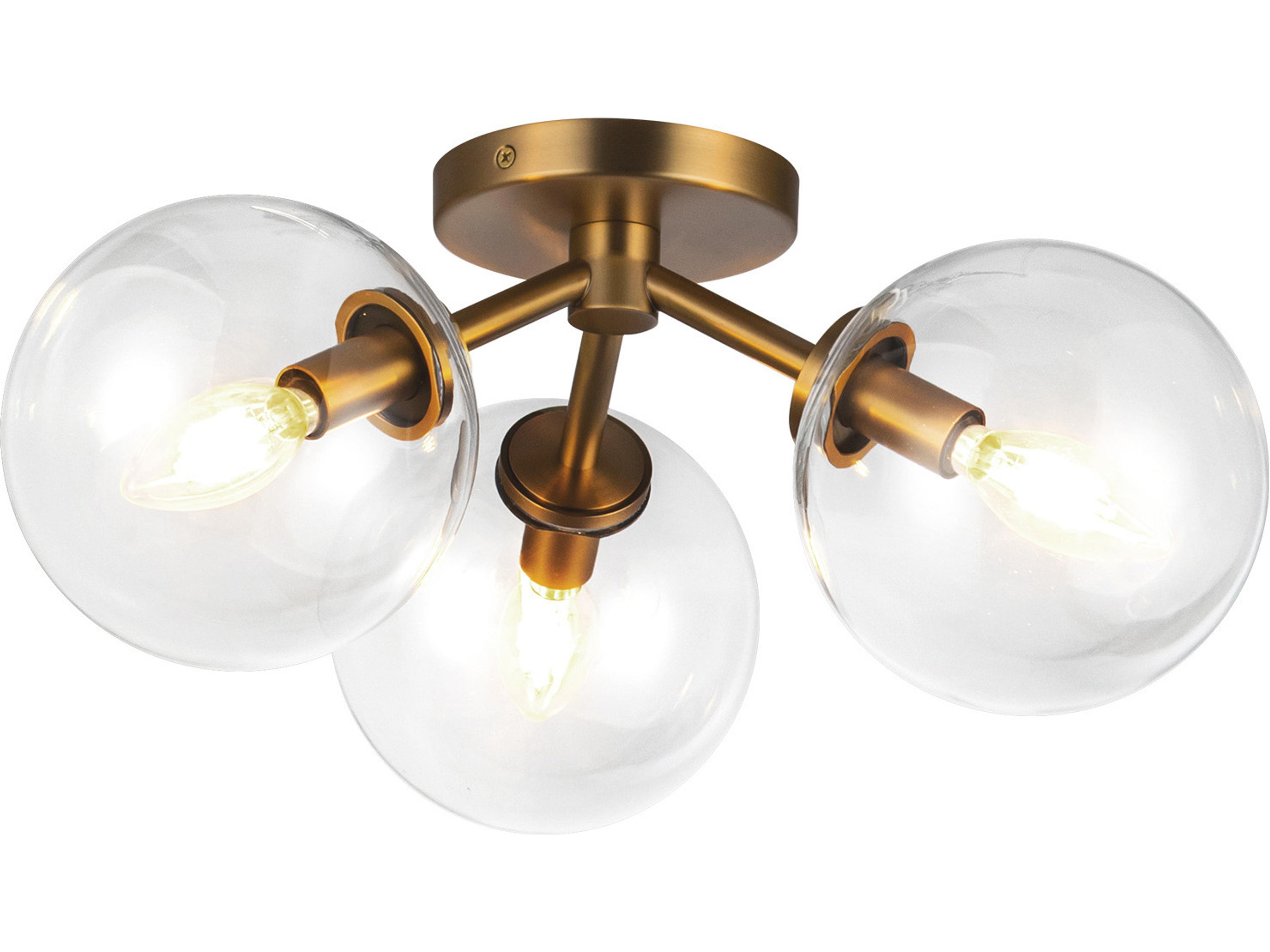 Alora Mood Cassia 3-Light Aged Gold Globe Semi Flush Mount
