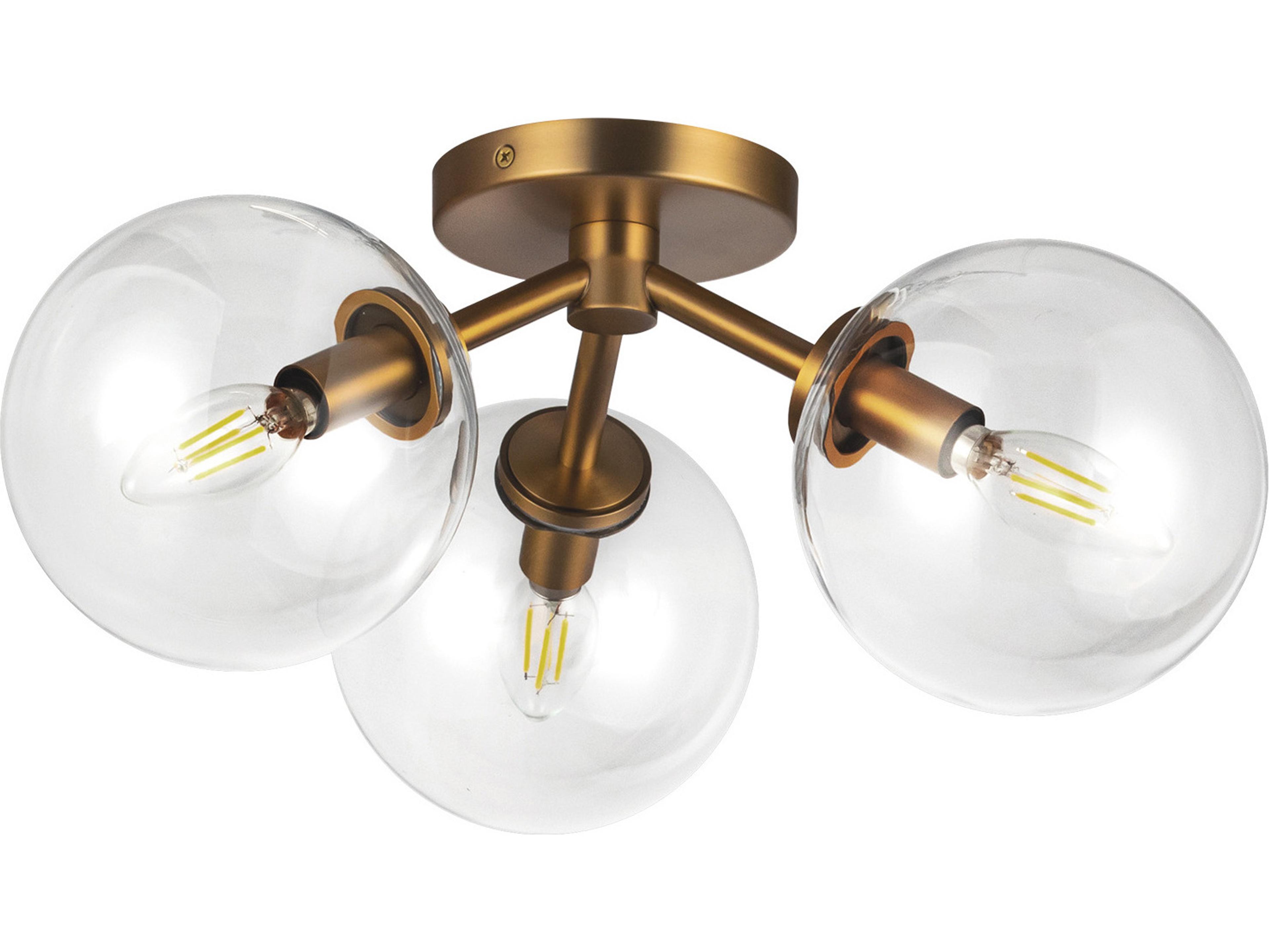 Alora Mood Cassia 3-Light Aged Gold Globe Semi Flush Mount