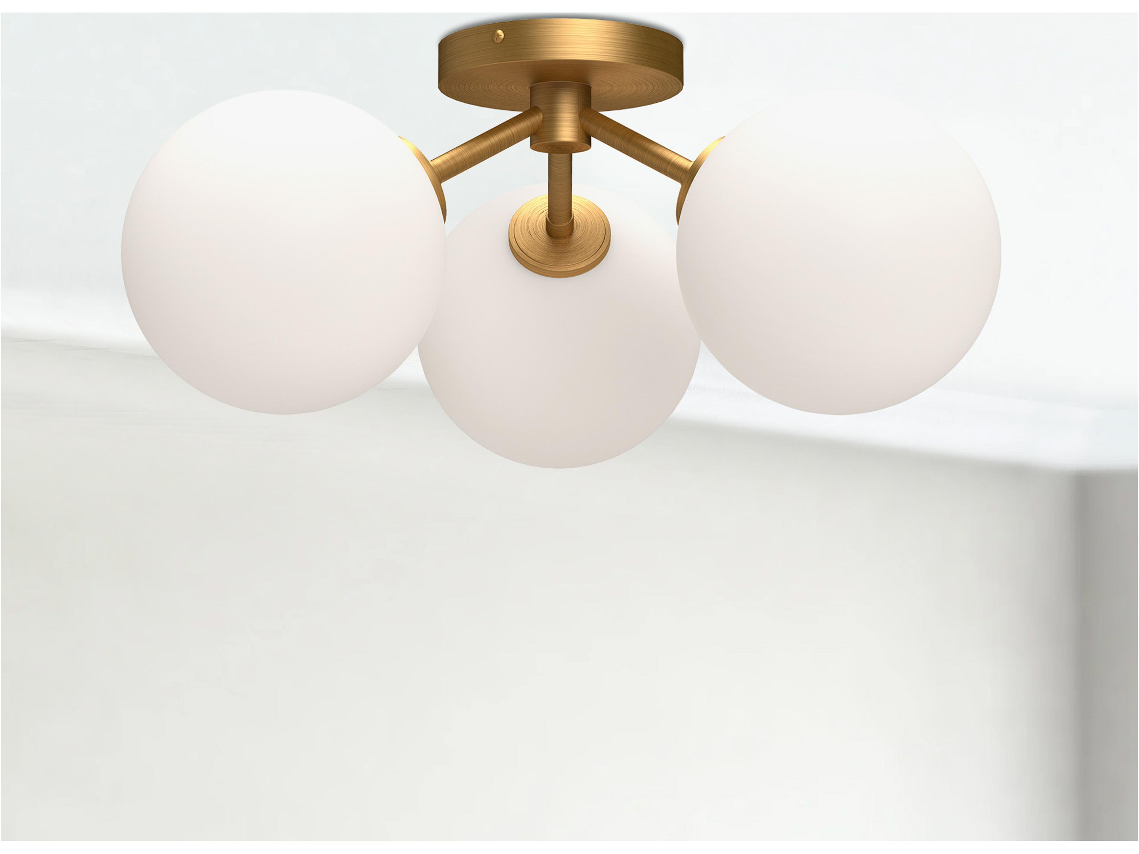 Alora Mood Cassia 3-Light Aged Gold Globe Semi Flush Mount