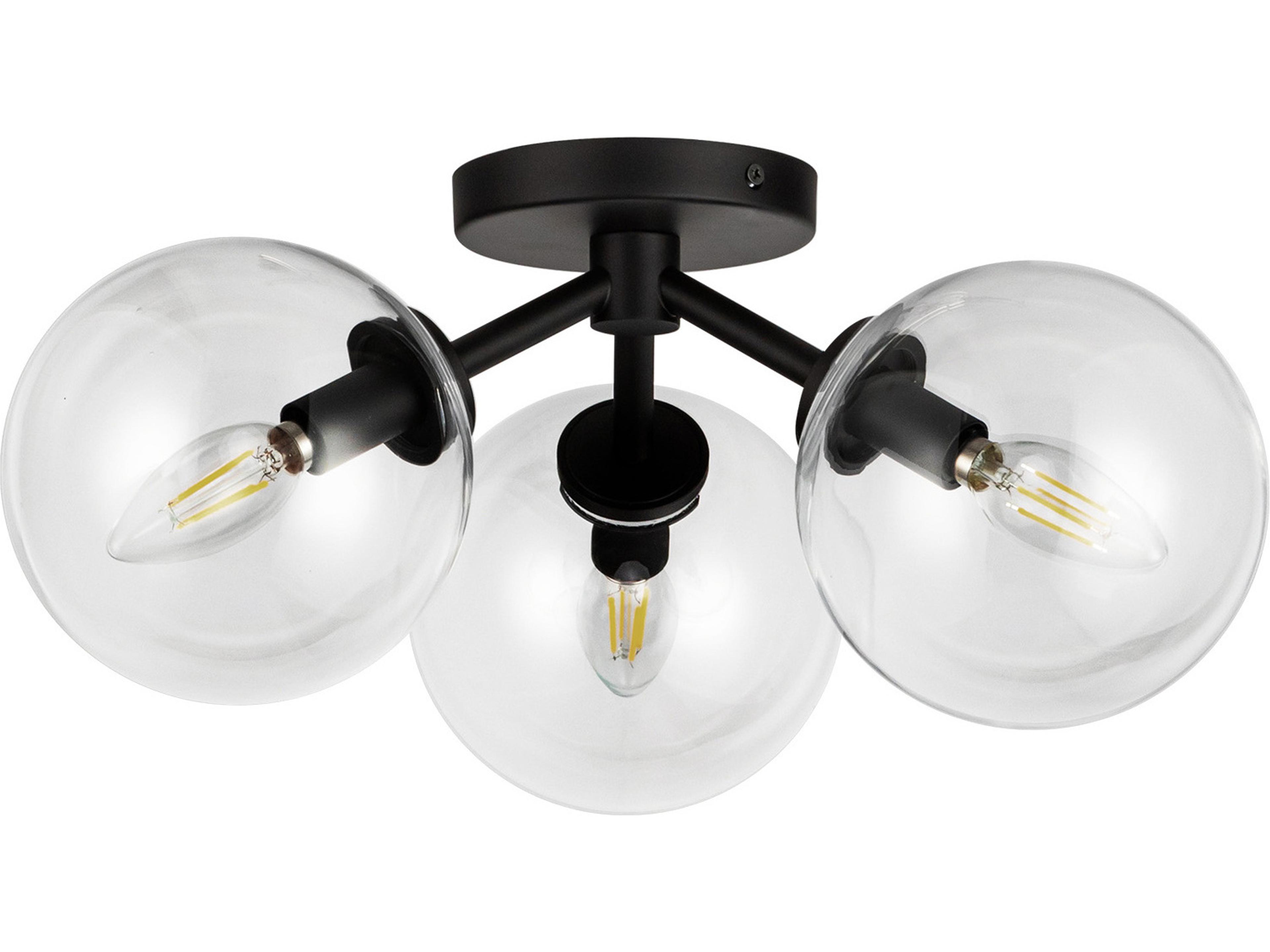 Alora Mood Cassia 3-Light Matte Black Globe Semi Flush Mount