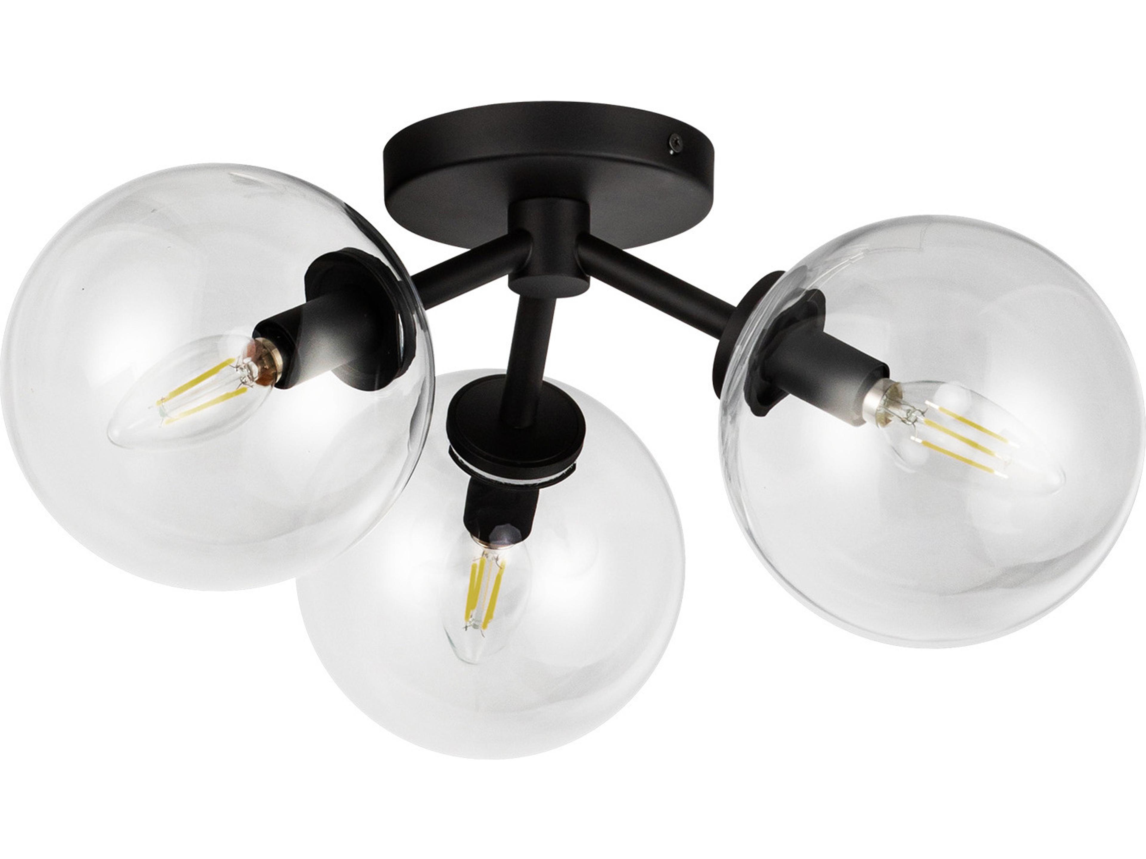 Alora Mood Cassia 3-Light Matte Black Globe Semi Flush Mount