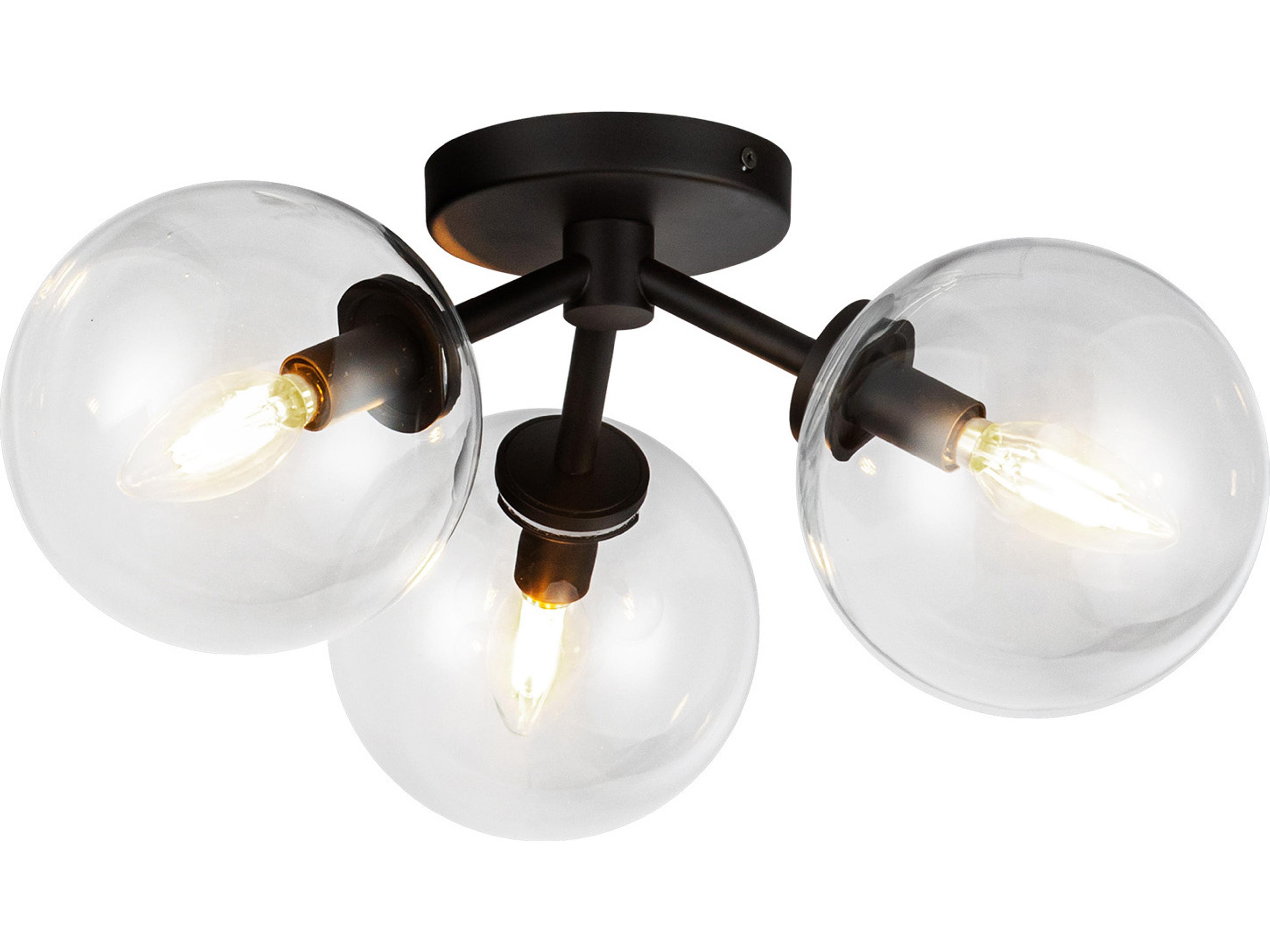 Alora Mood Cassia 3-Light Matte Black Globe Semi Flush Mount