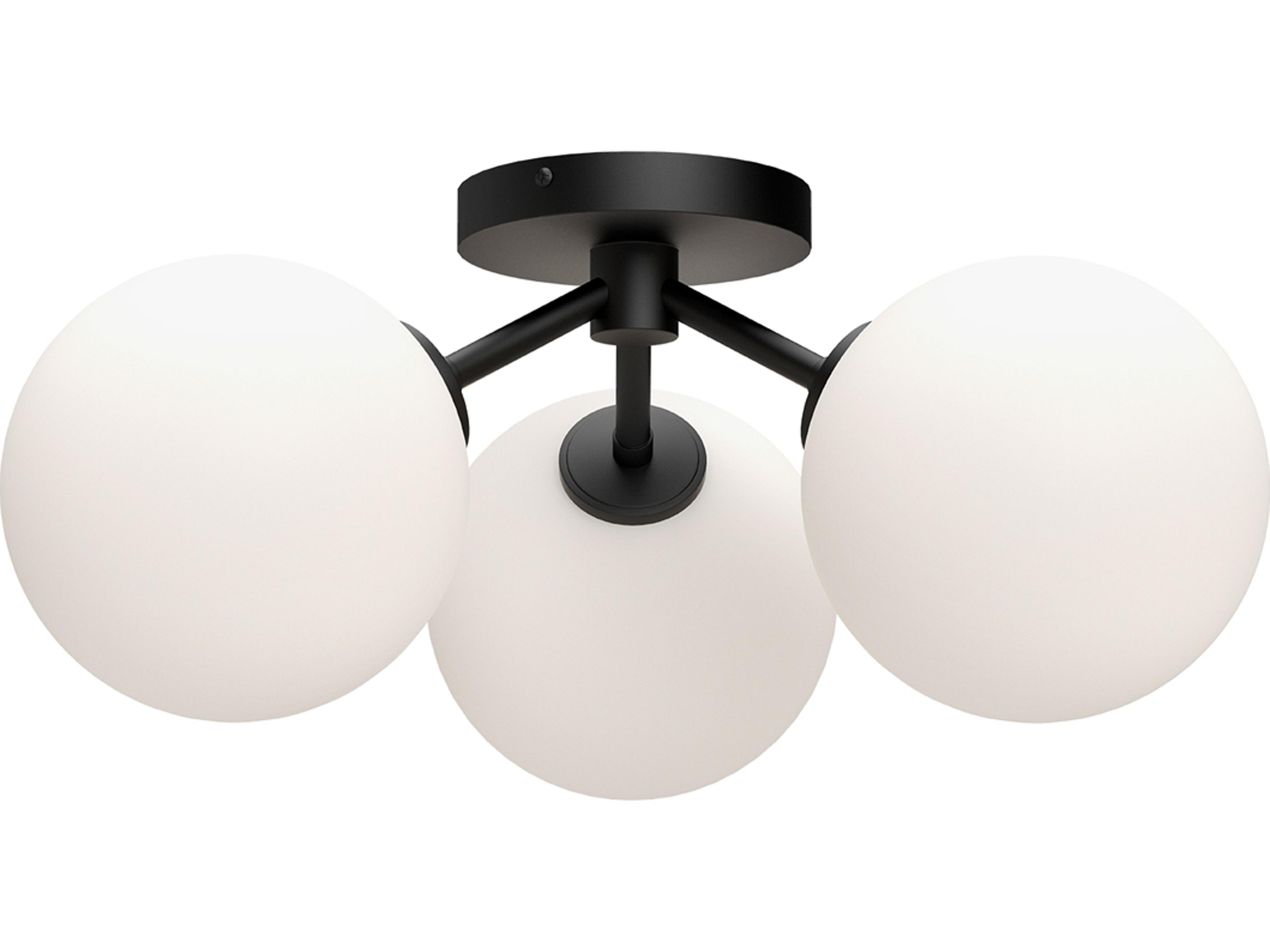Alora Mood Cassia 3-Light Matte Black Globe Semi Flush Mount