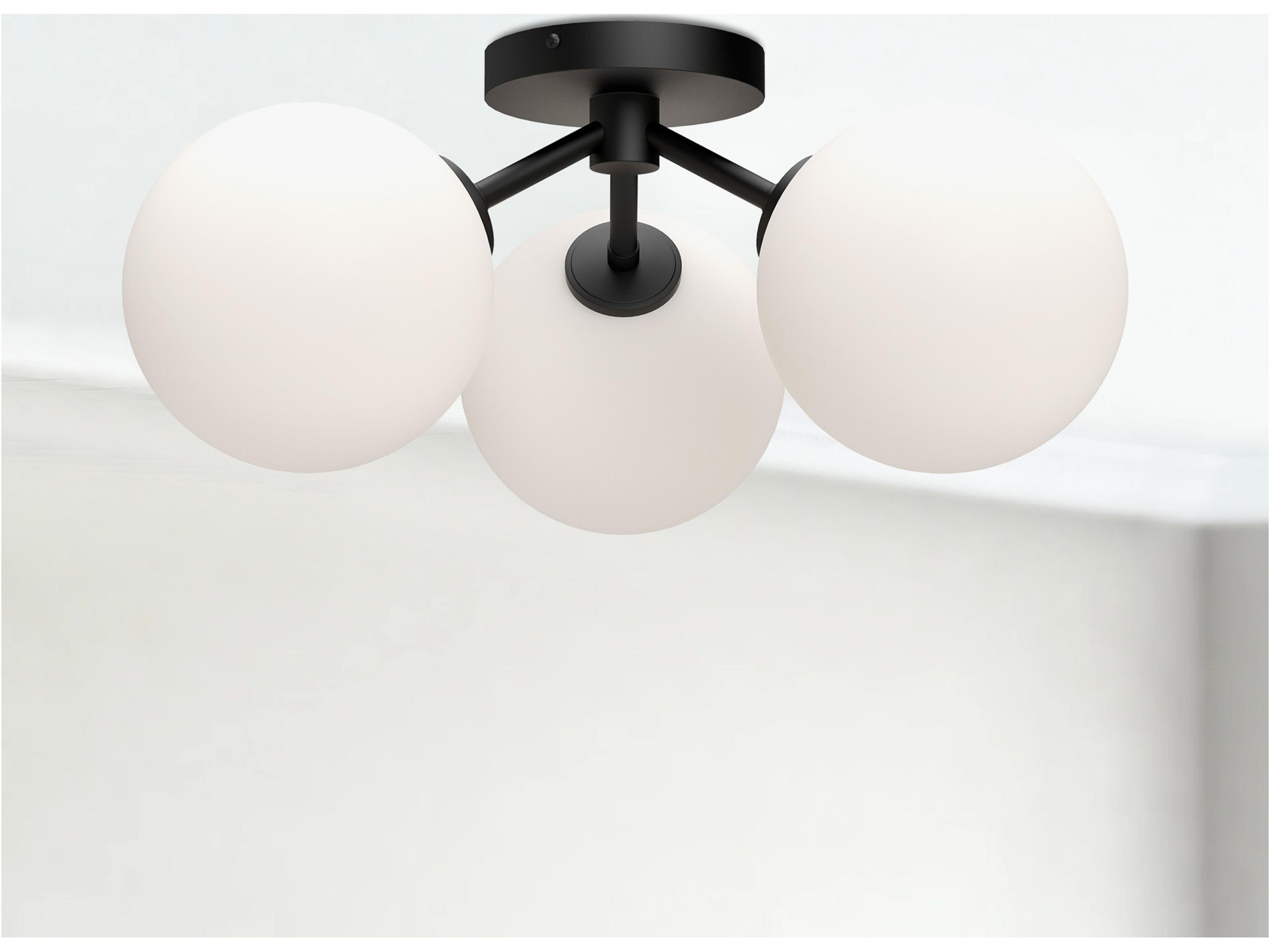 Alora Mood Cassia 3-Light Matte Black Globe Semi Flush Mount