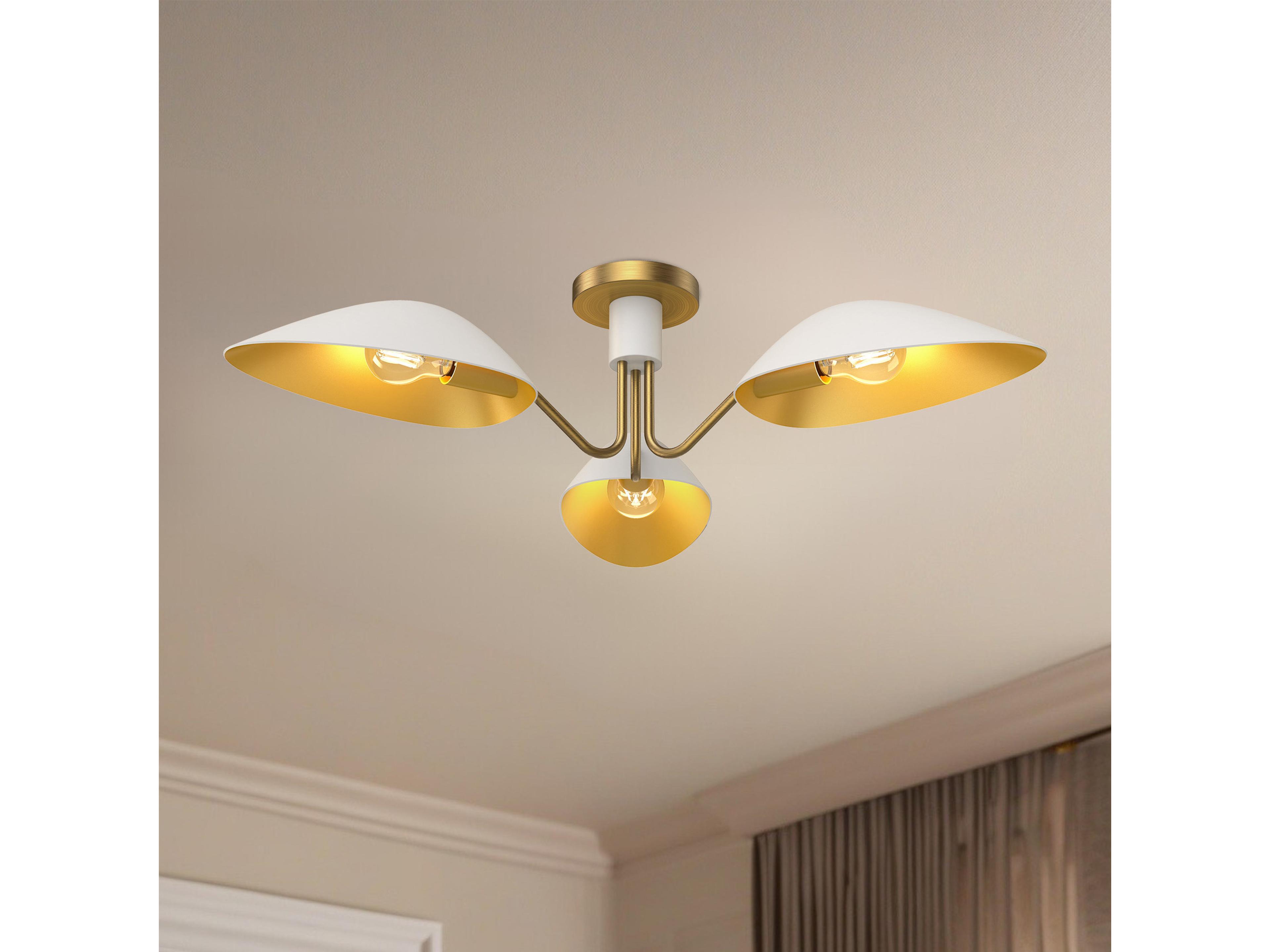 Alora Mood Oscar 3-Light Aged Gold Semi Flush Mount