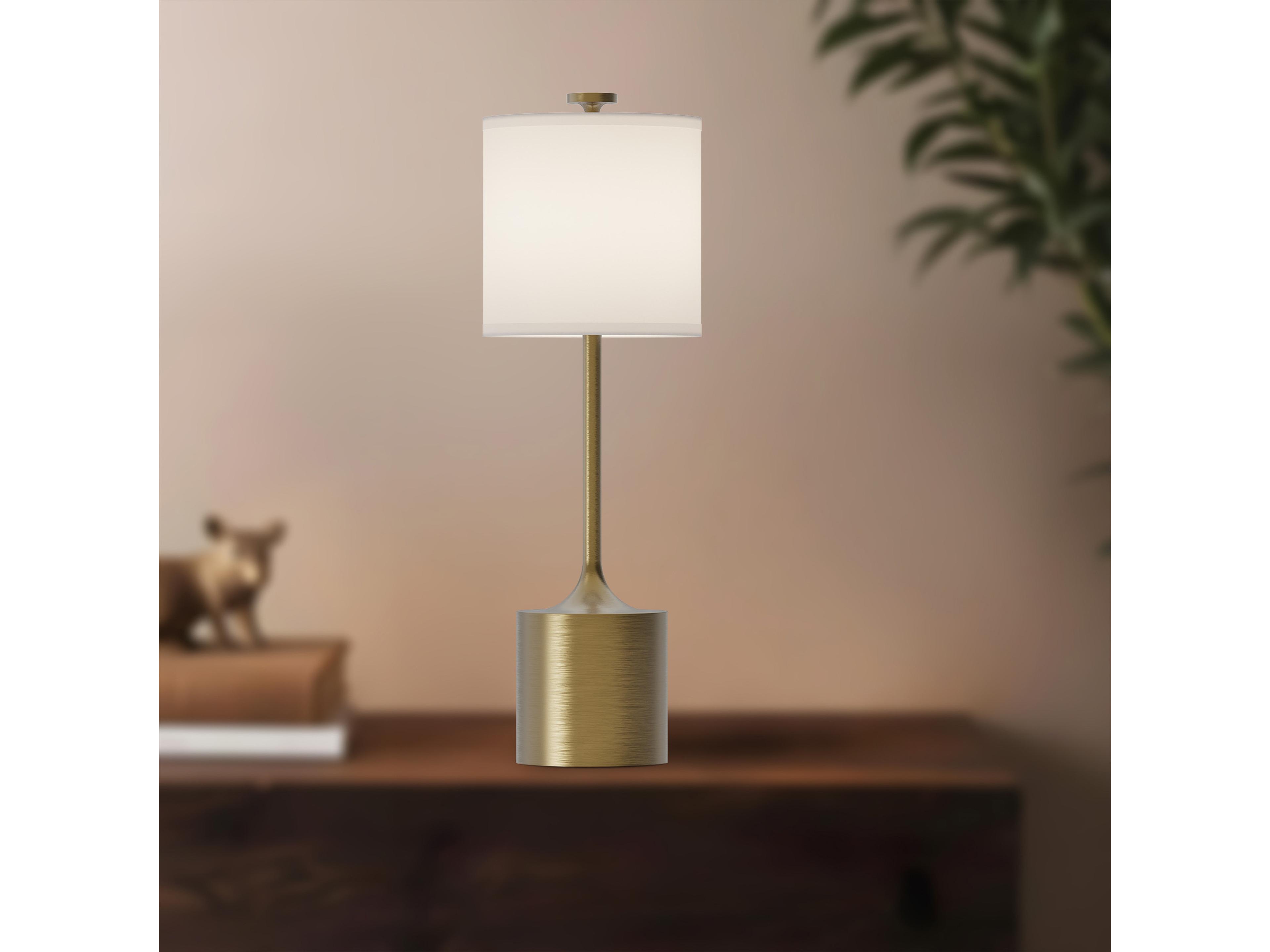 Alora Mood Issa Brushed Gold Ivory Linen Buffet Lamp