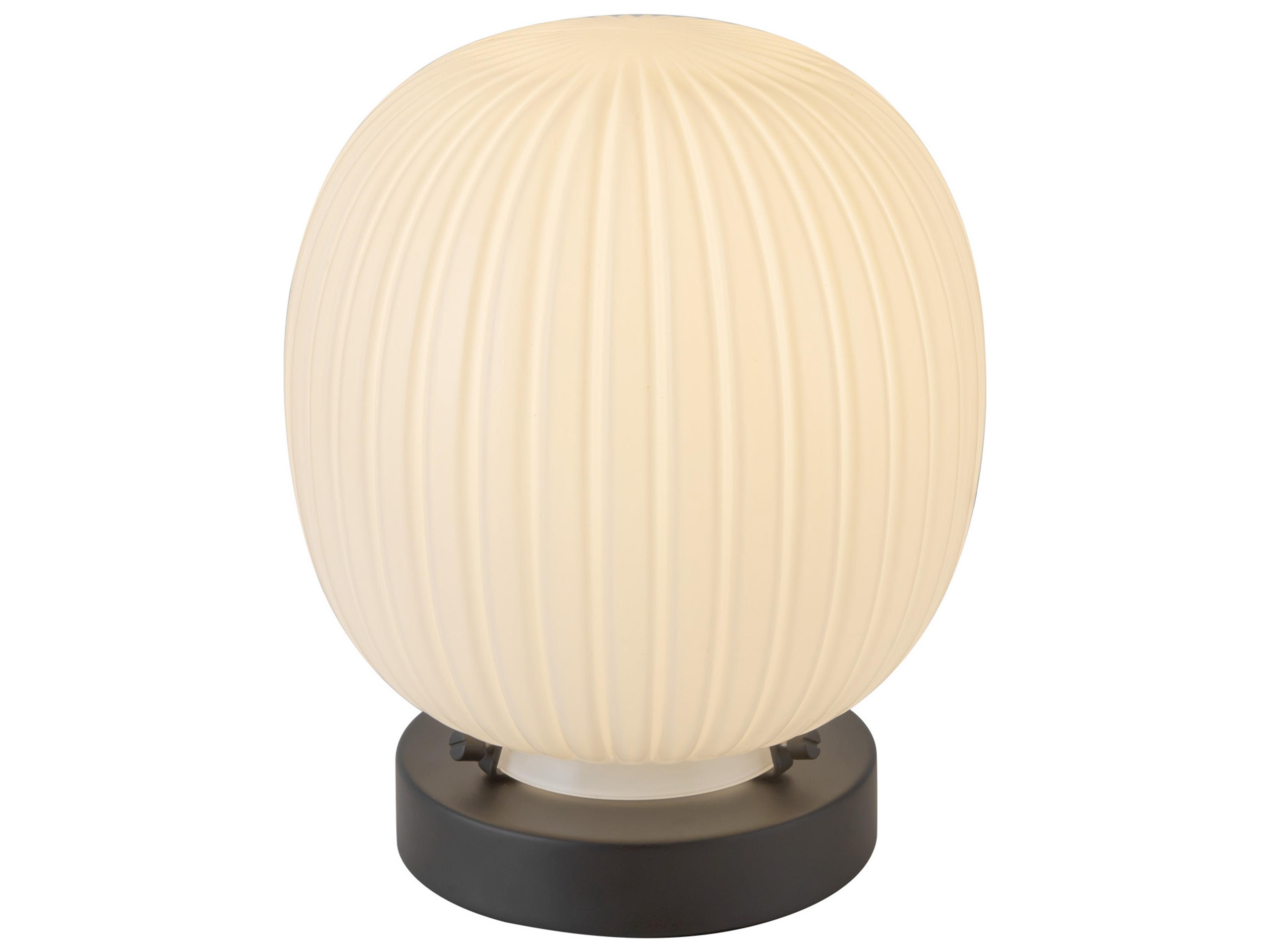 Alora Mood Cherise Matte Black Glossy Ribbed Opal Glass Table Lamp