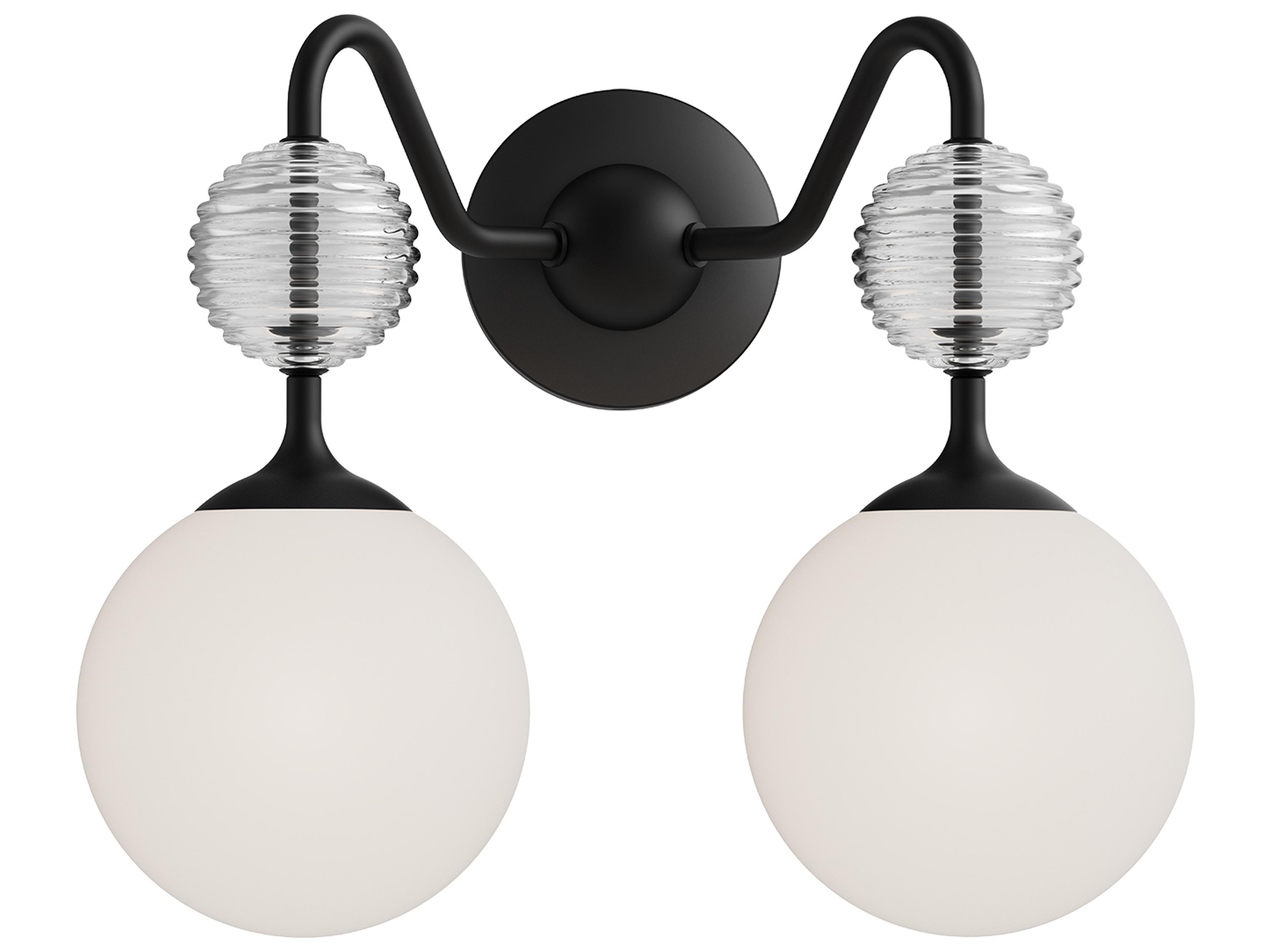 Celia 2 Light Vanity Light in Matte Black Modern Boho